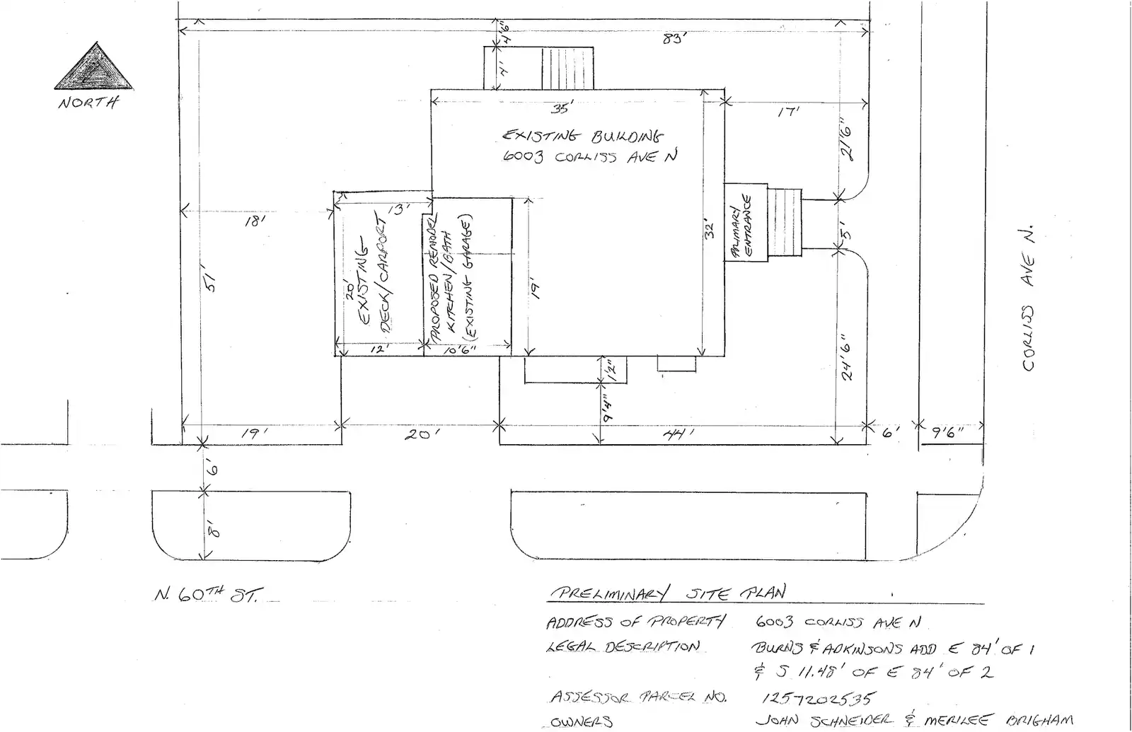 Site plan for 6003 Corliss Ave N