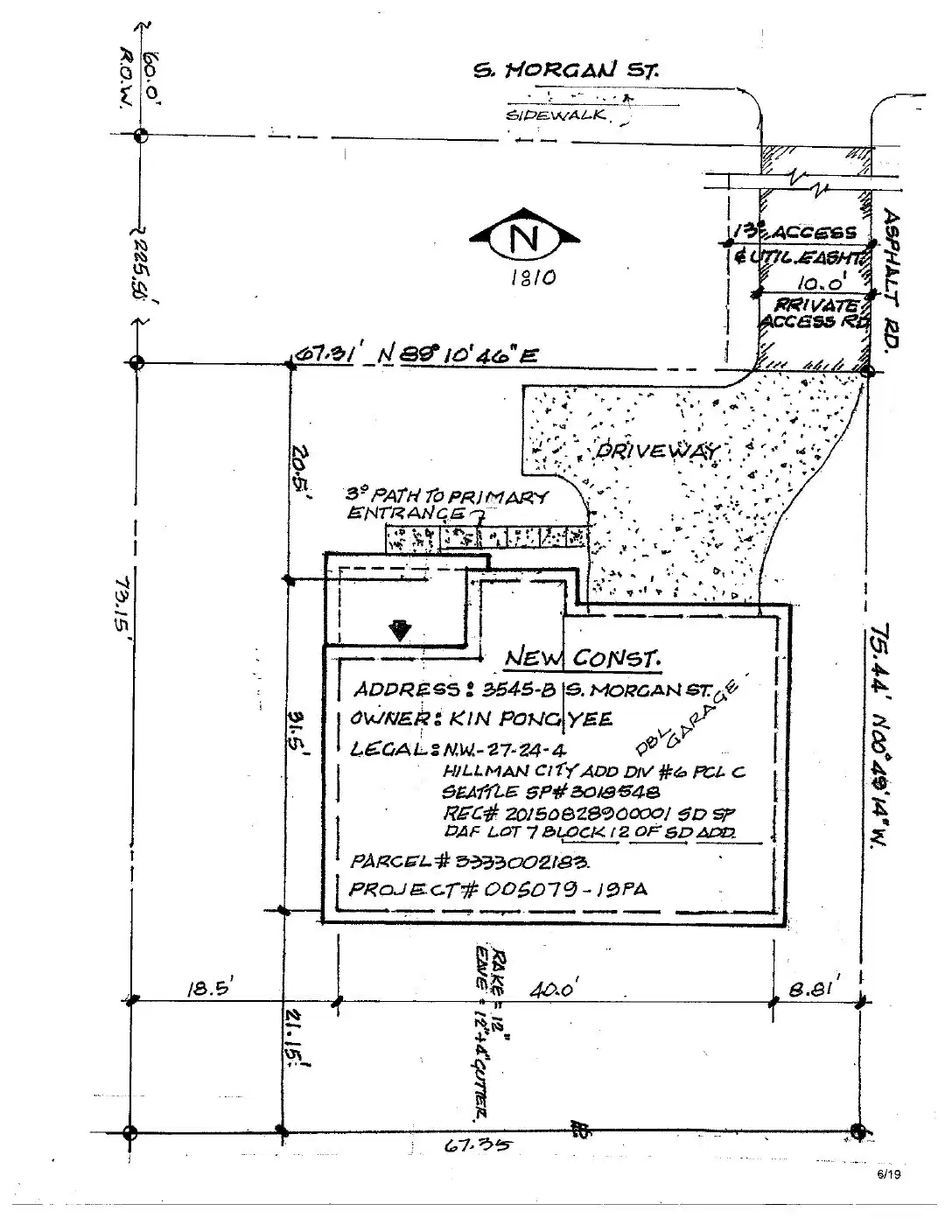 Site plan for 3545 B S Morgan St