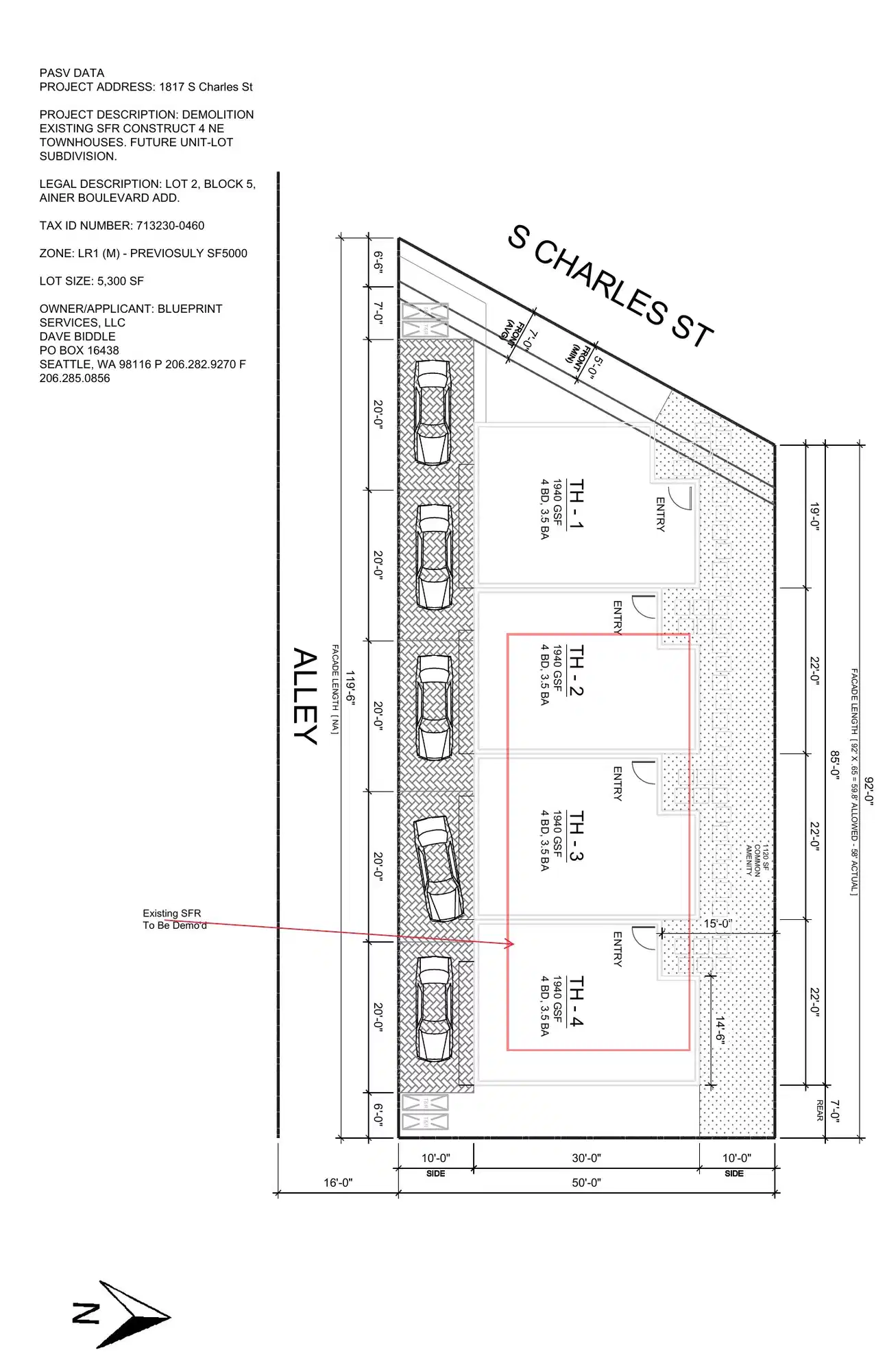 Site plan for 1817 S Charles St