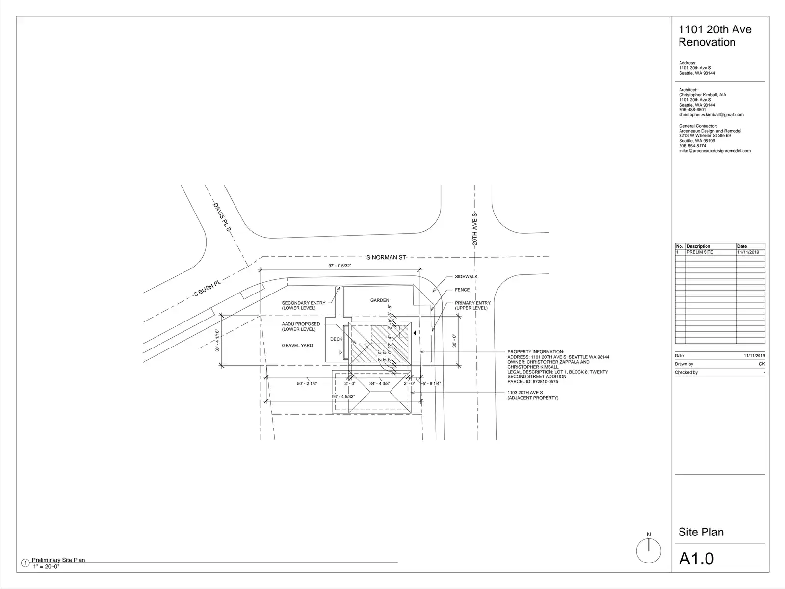 Site plan for 1101 20th Ave S