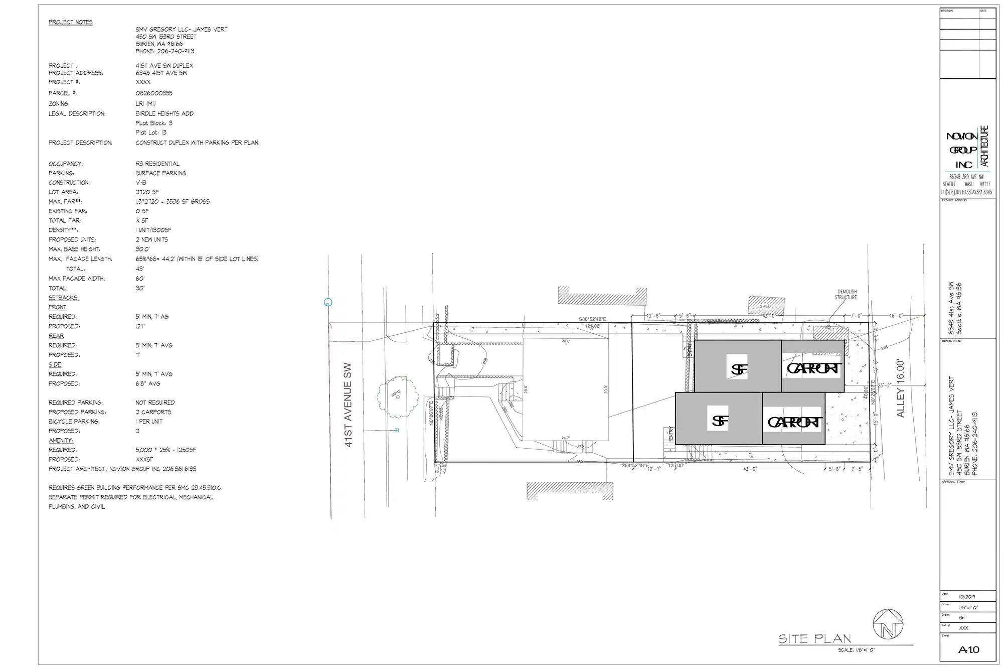 Site plan for 6350 41st Ave SW