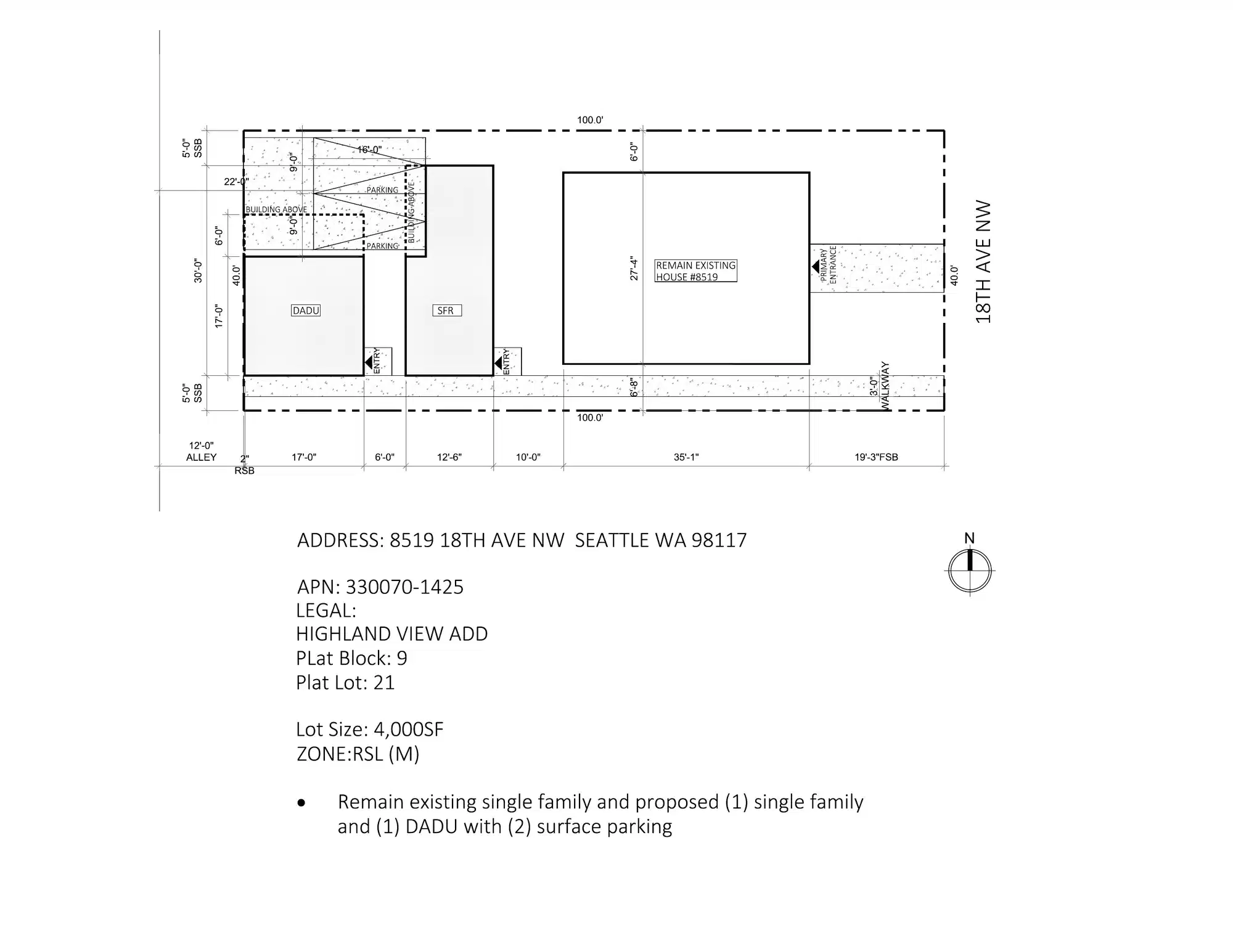 Site plan for 8517 18th Ave NW