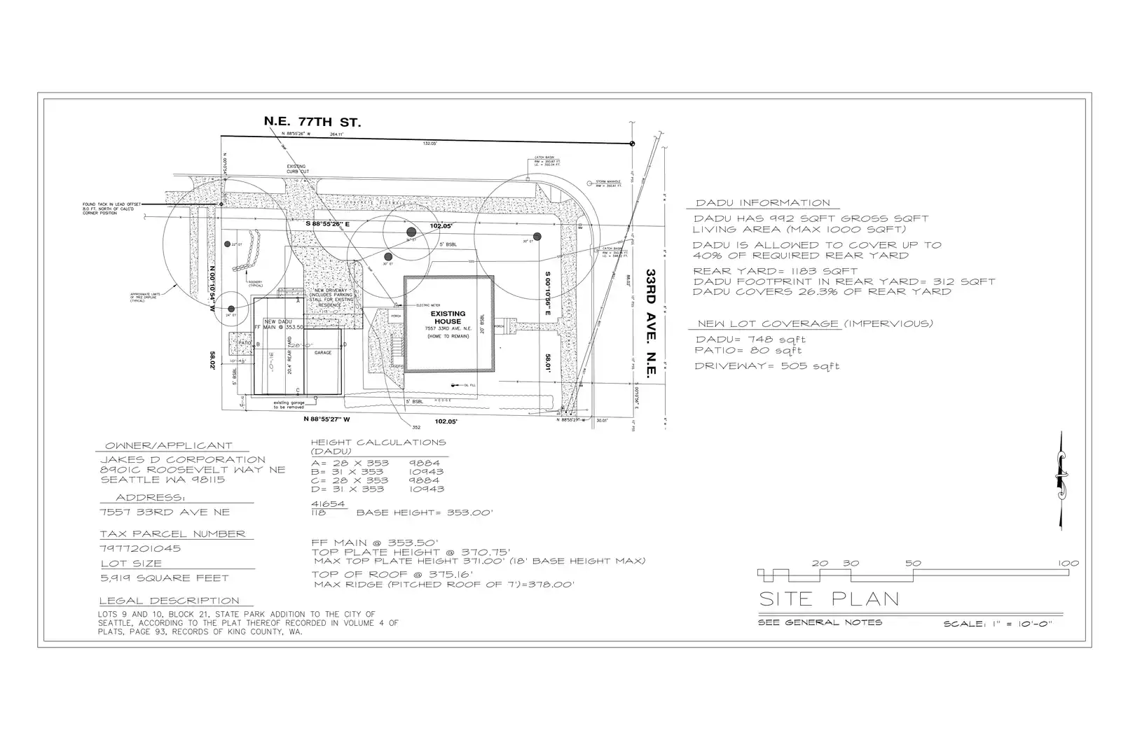 Site plan for 7557 33rd Ave NE