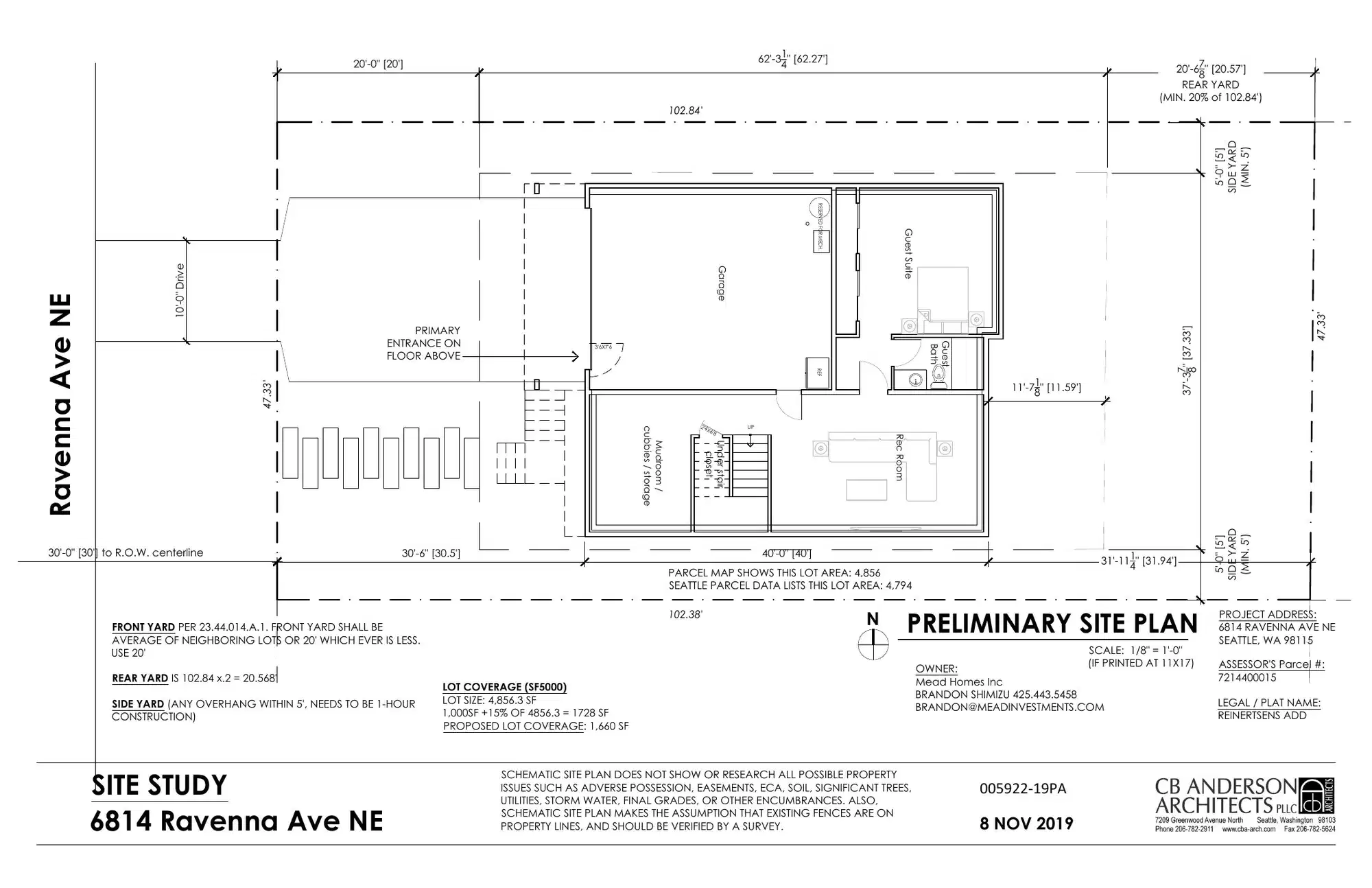 Site plan for 6814 Ravenna Ave NE