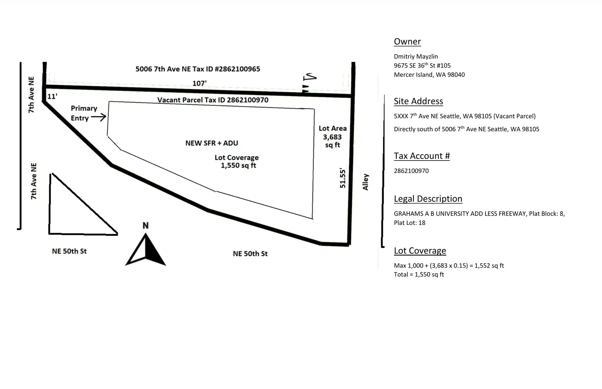 Site plan for 5004 7th Ave NE