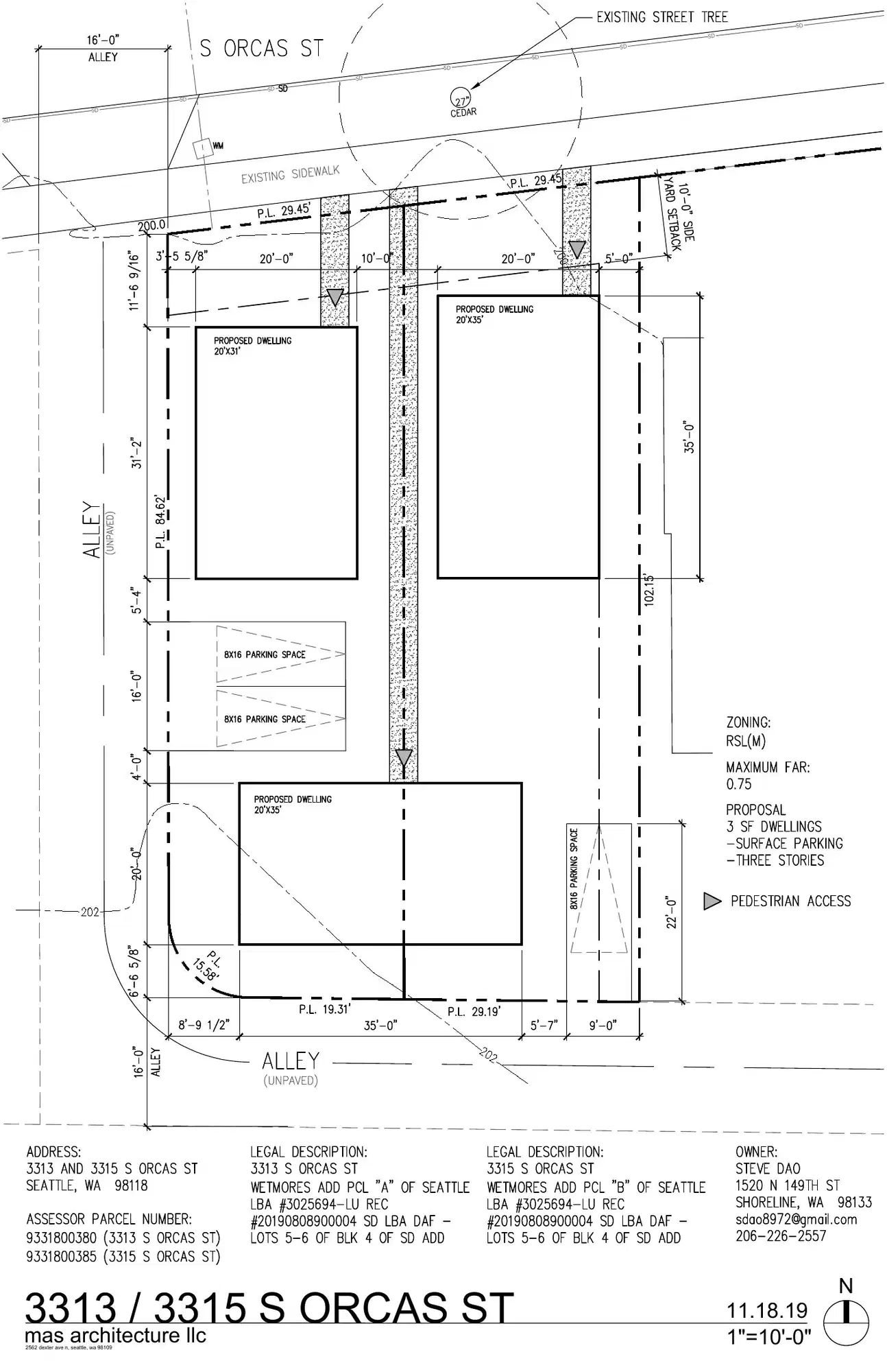 Site plan for 3309 S Orcas St