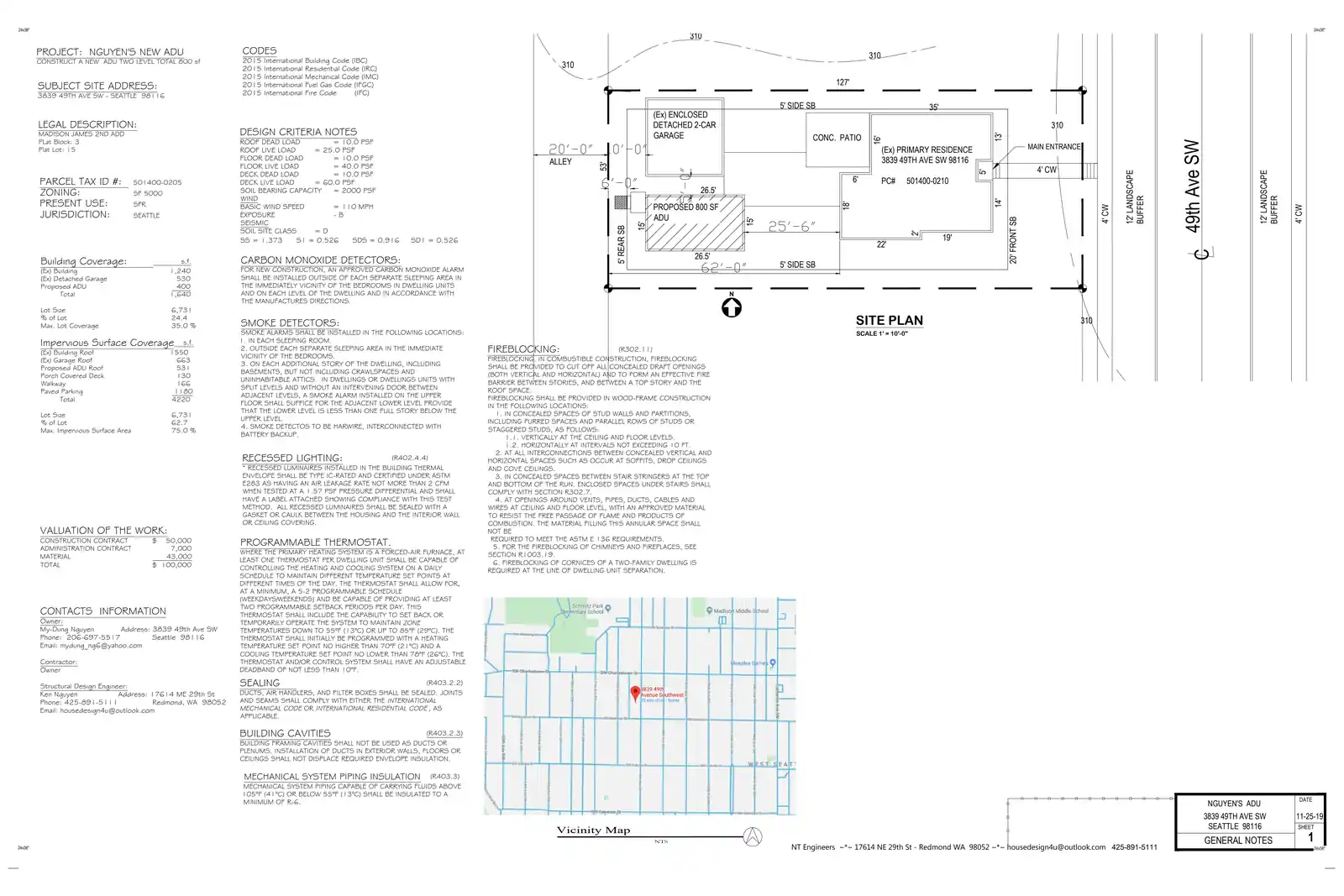 Site plan for 3839 49th Ave SW