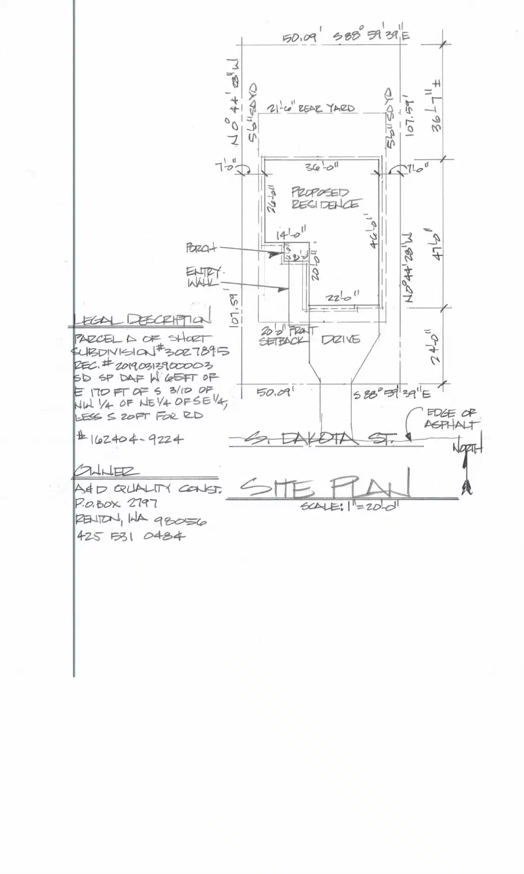 Site plan for 2996 S Dakota St