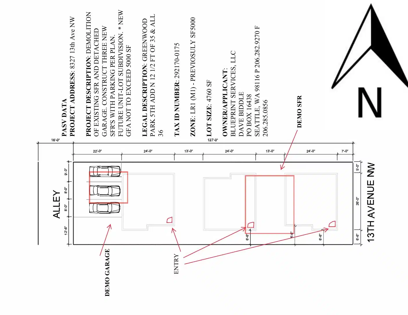 Site plan for 8323 13th Ave NW