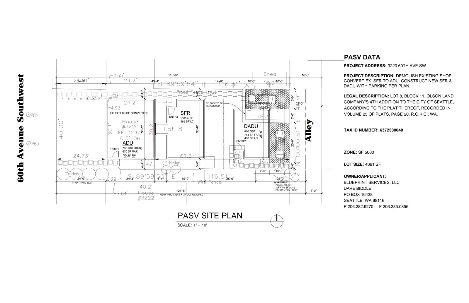 Site plan for 3220 60th Ave SW