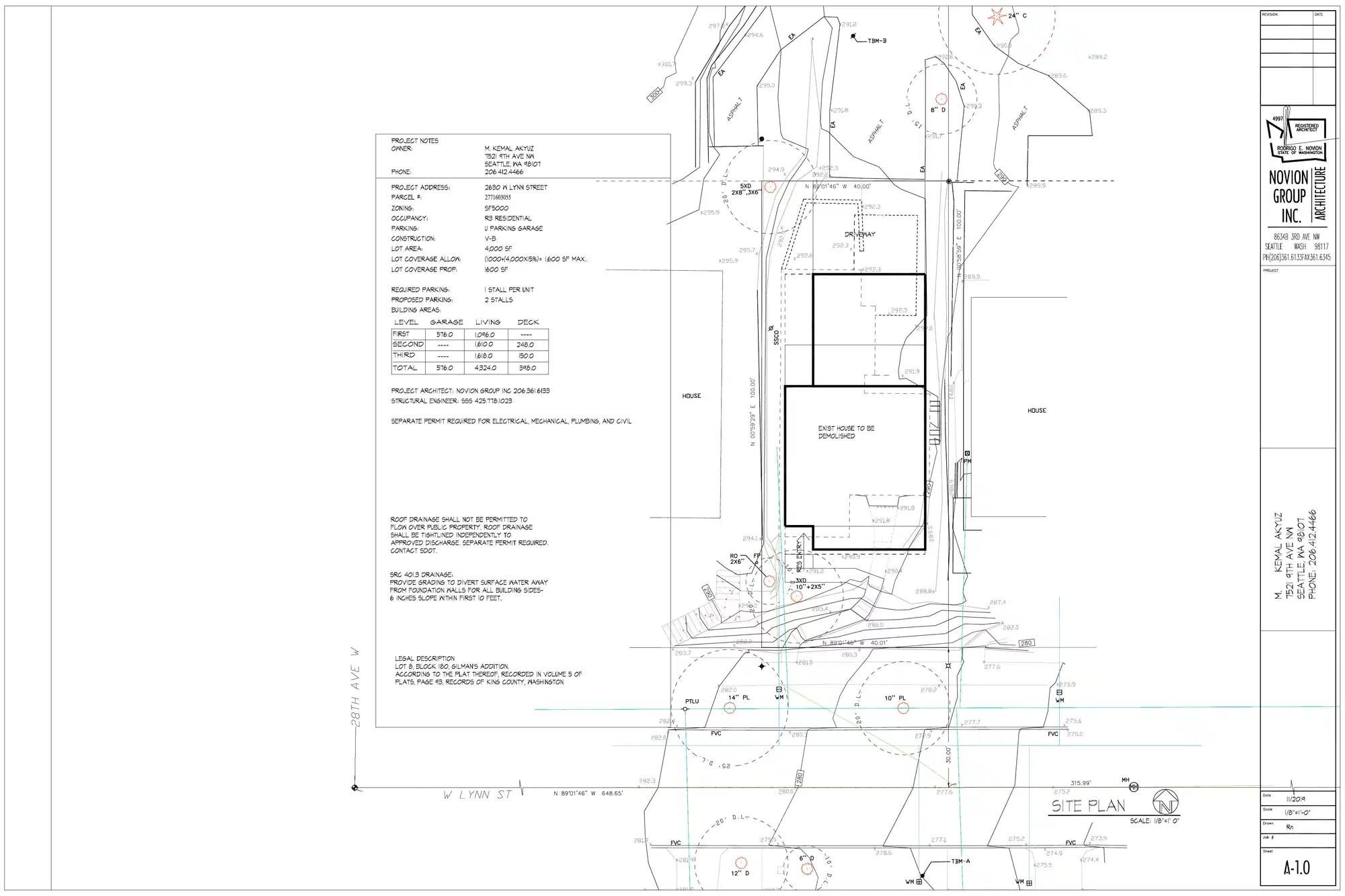 Site plan for 2630 W Lynn St