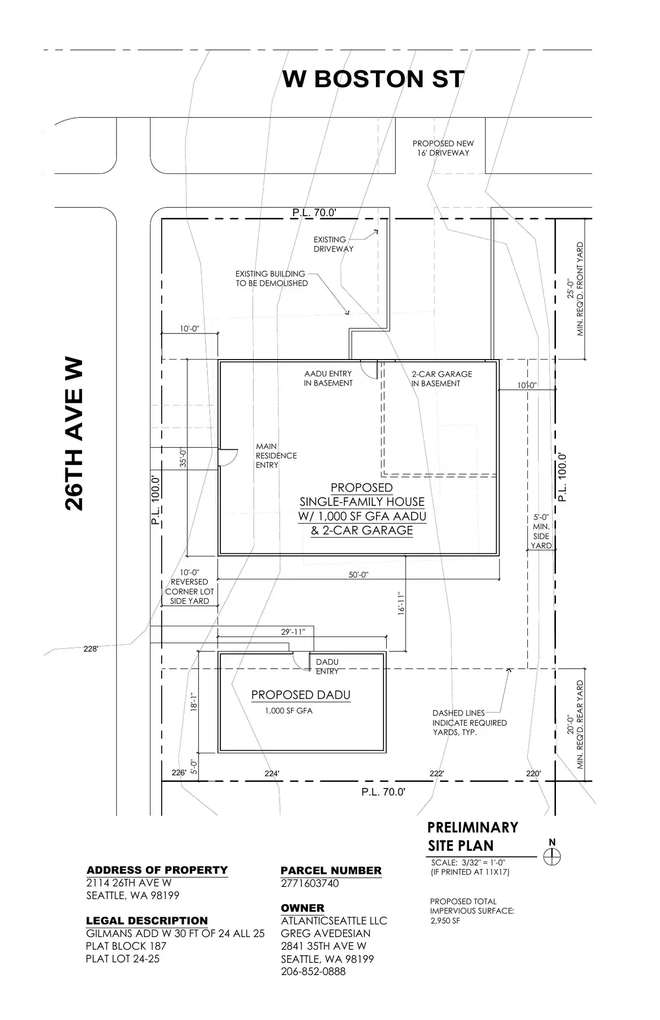 Site plan for 2114 26th Ave W