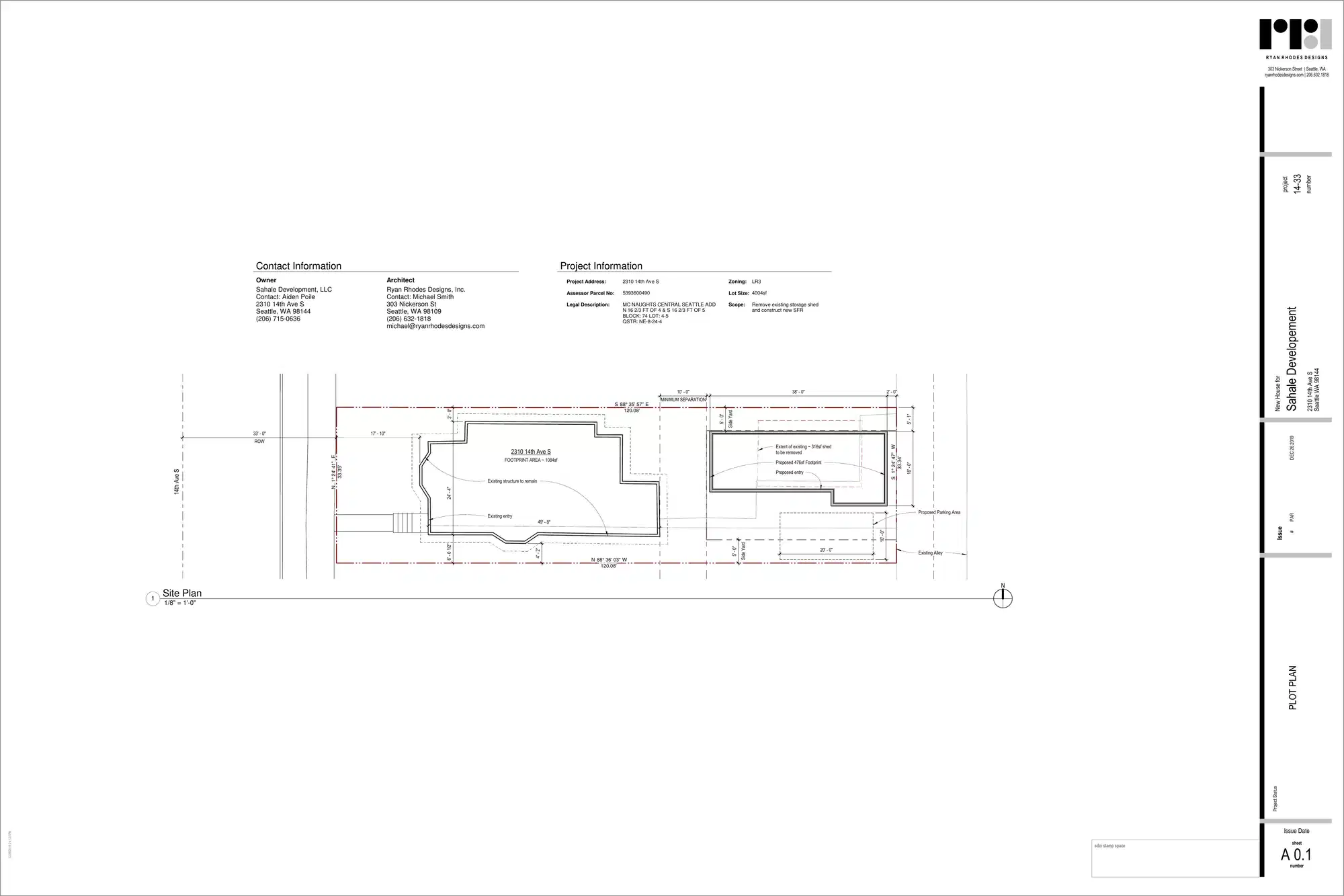 Site plan for 2310 14th Ave S