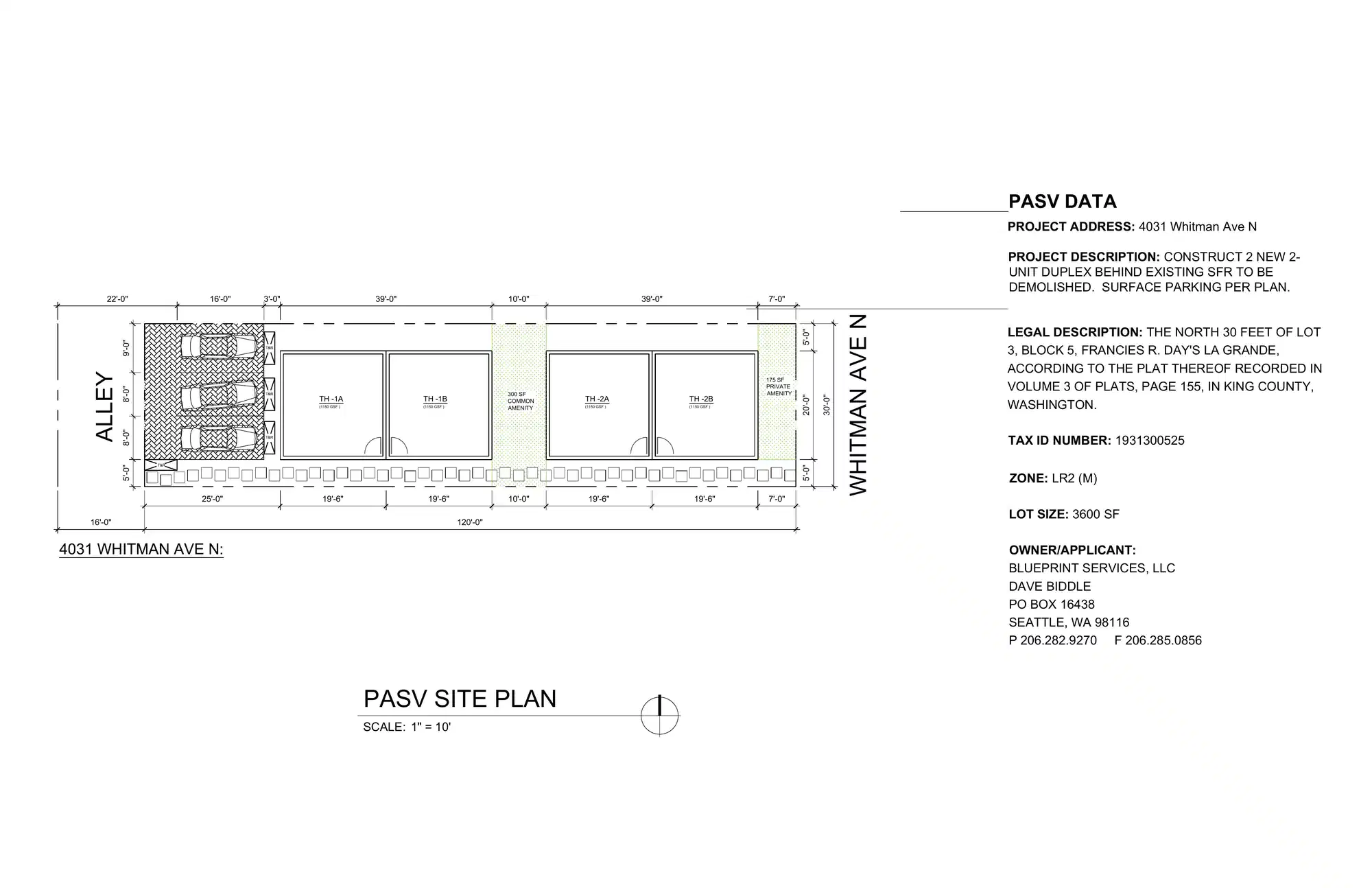 Site plan for 4031 Whitman Ave N