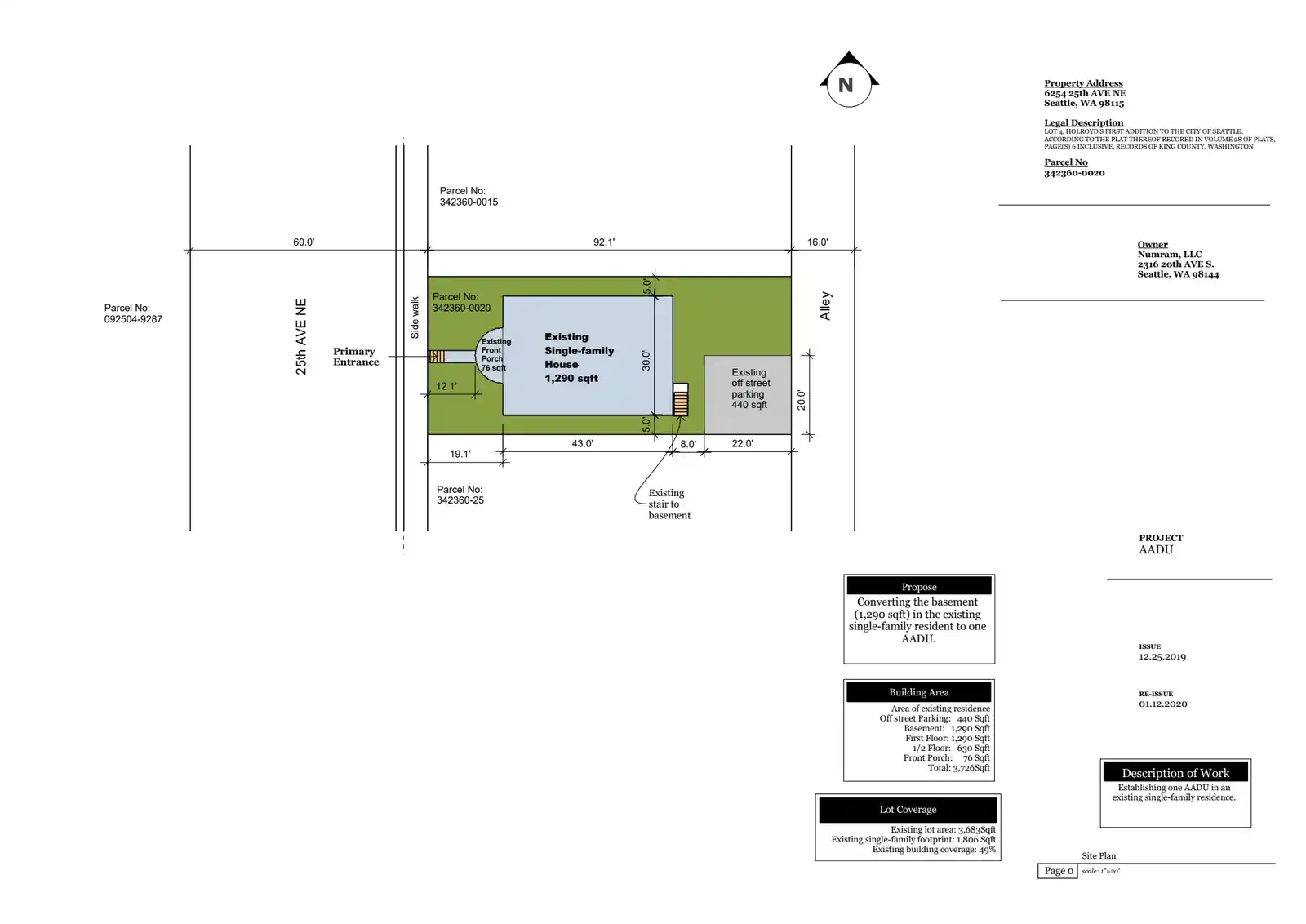Site plan for 6254 25th Ave NE