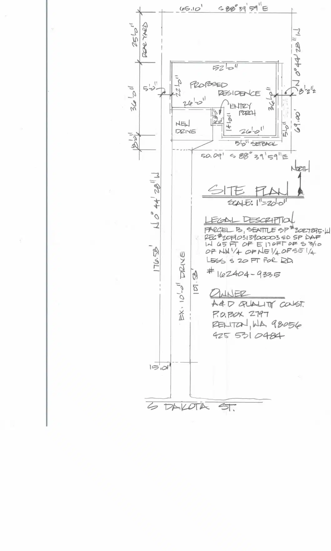 Site plan for 2994 S Dakota St