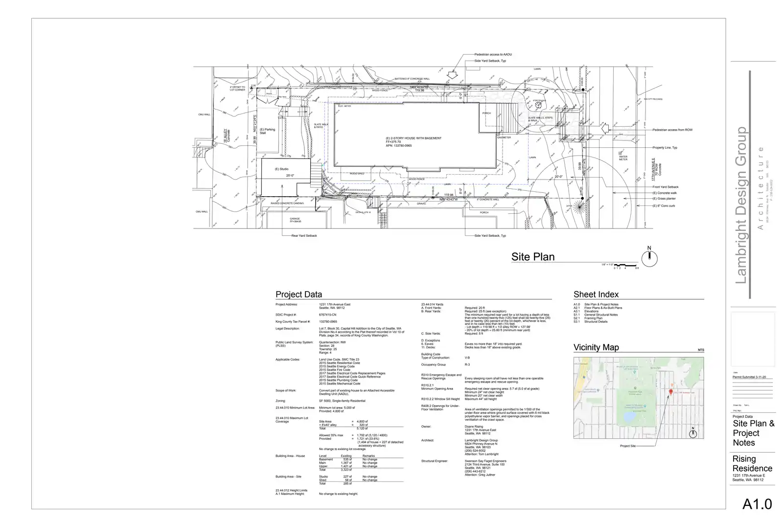 Site plan for 1231 17th Ave E