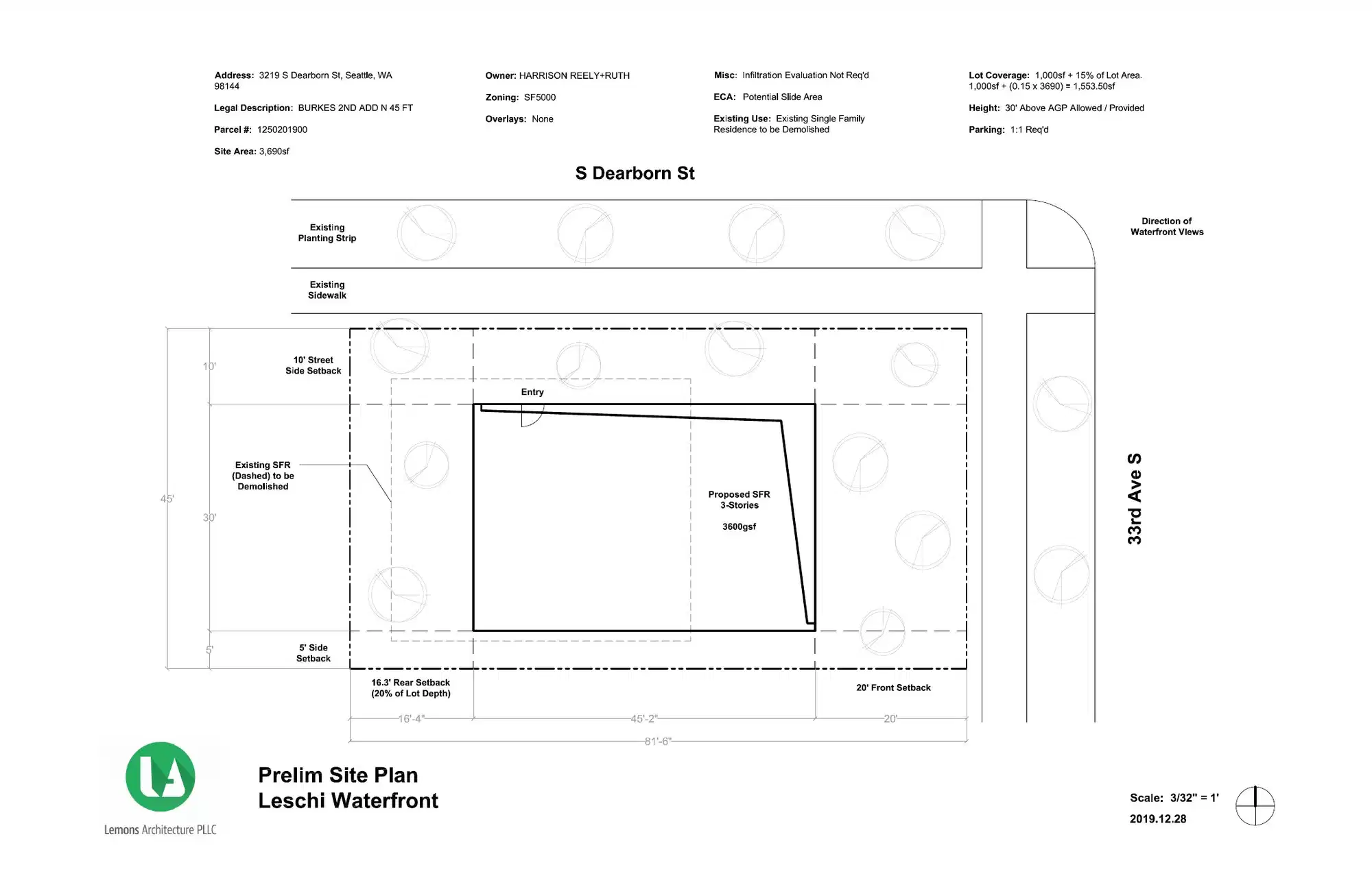 Site plan for 3219 S Dearborn St