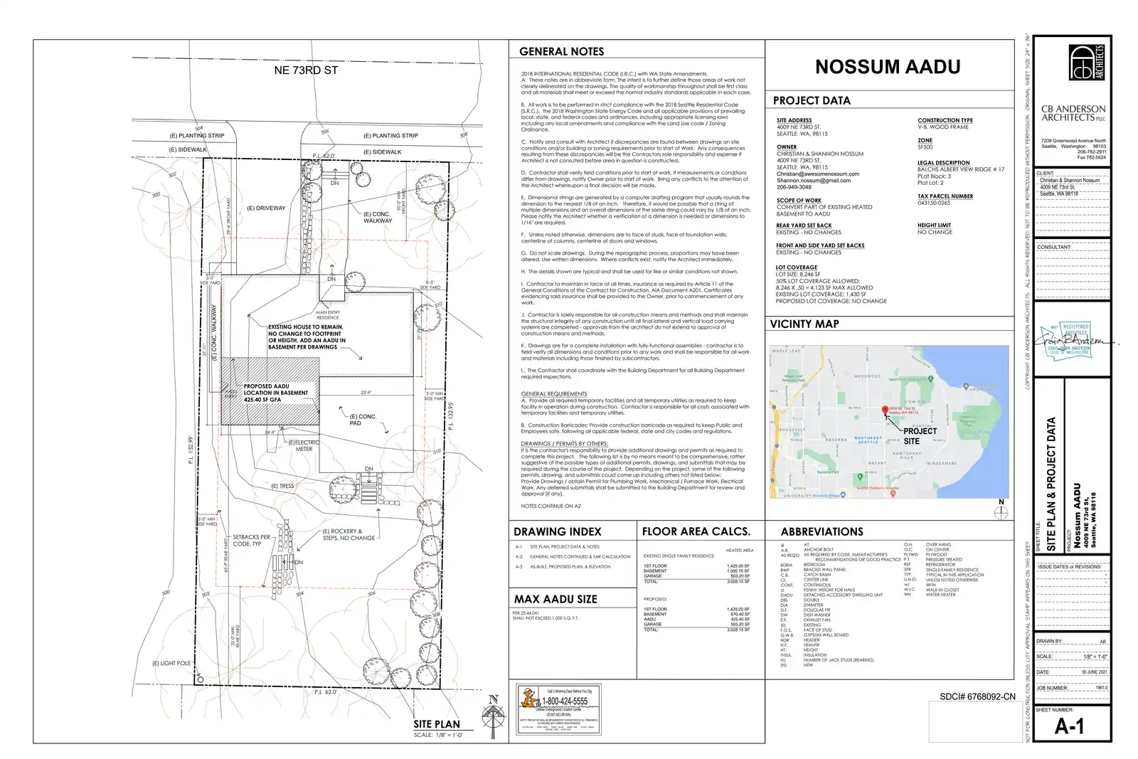 Site plan for 4009 NE 73rd St