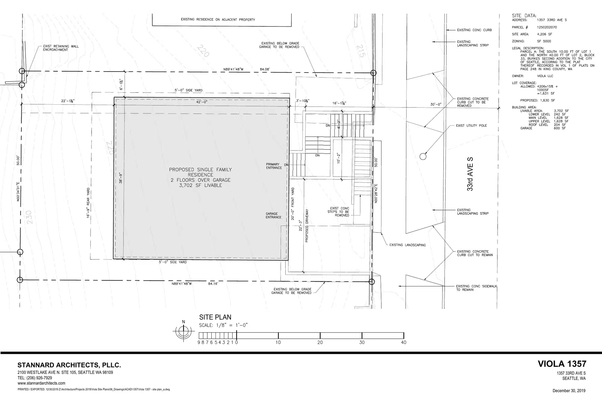 Site plan for 1357 33rd Ave S