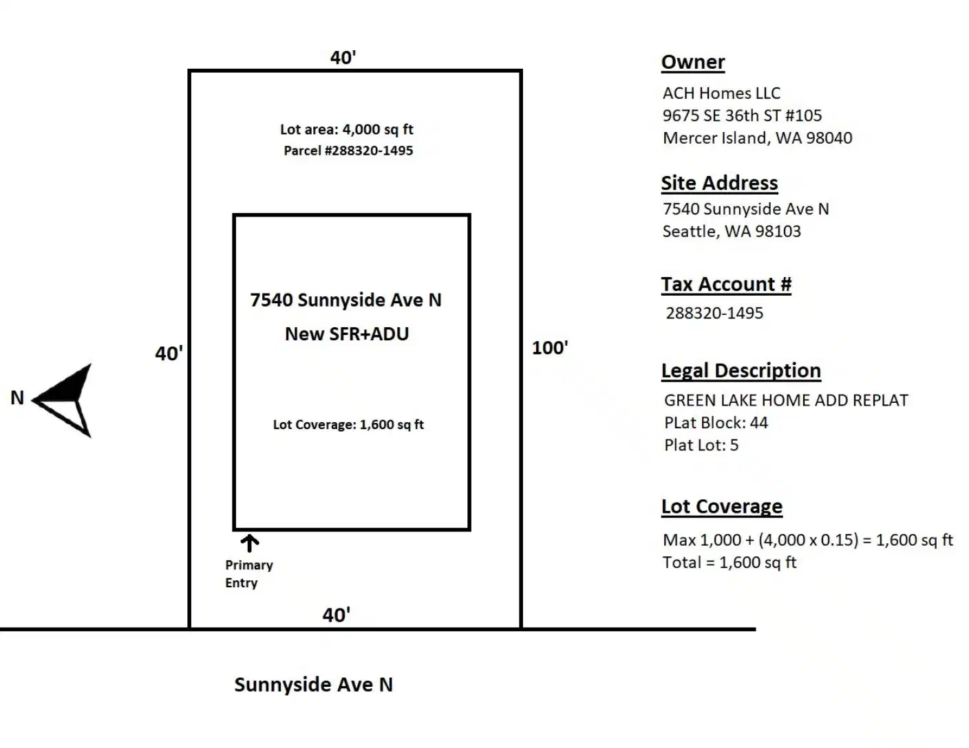 Site plan for 7540 Sunnyside Ave N