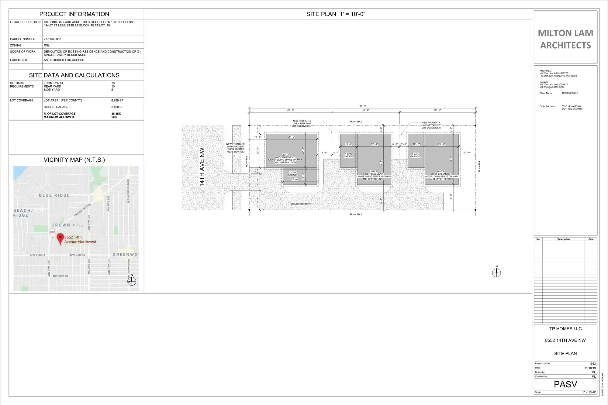 Site plan for 8550 14th Ave NW
