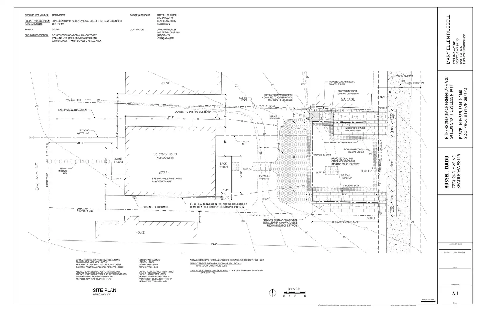 Site plan for 7724 2nd Ave NE