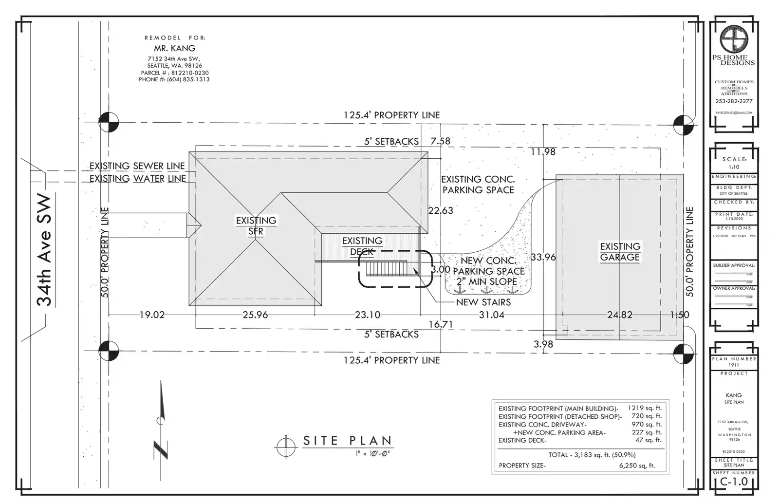 Site plan for 7152 34th Ave SW
