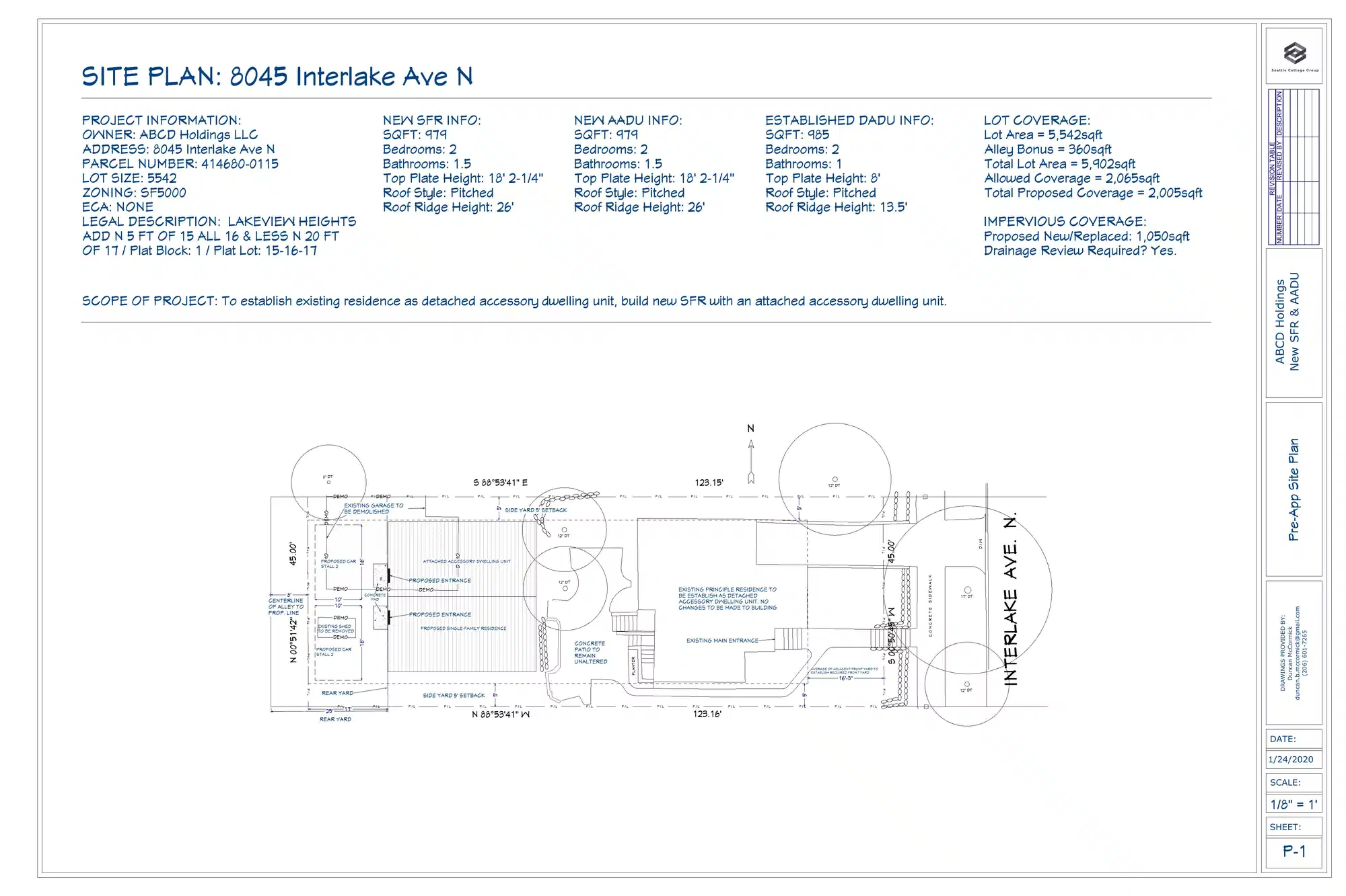 Site plan for 8045 Interlake Ave N
