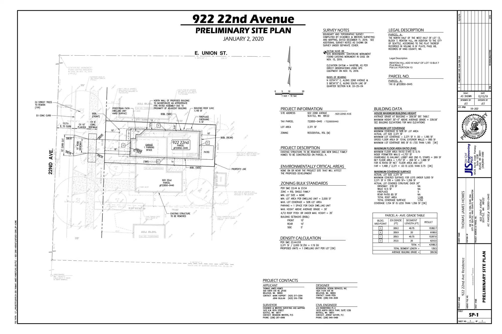 Site plan for 922 22nd Ave