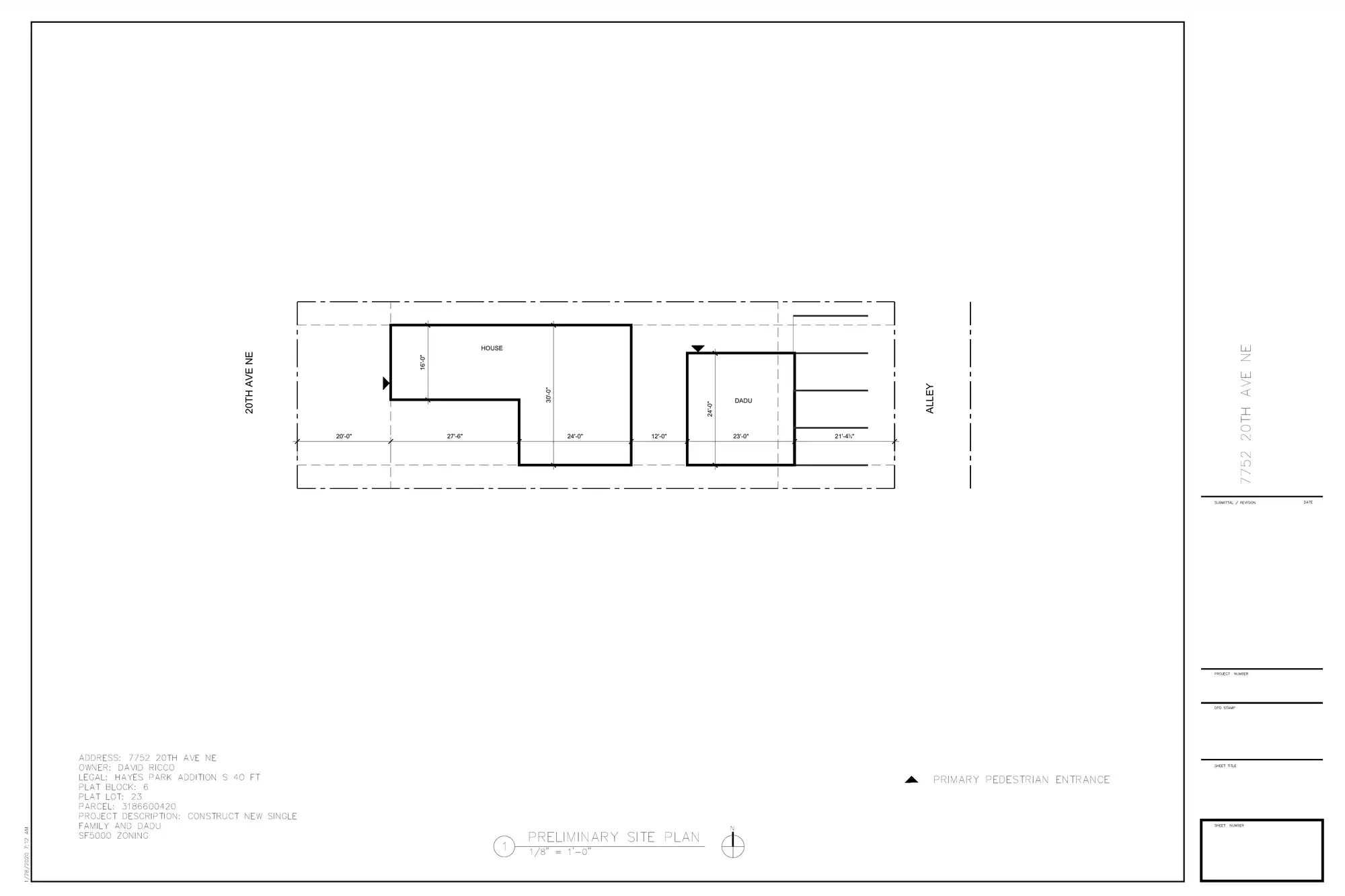 Site plan for 7752 20th Ave NE