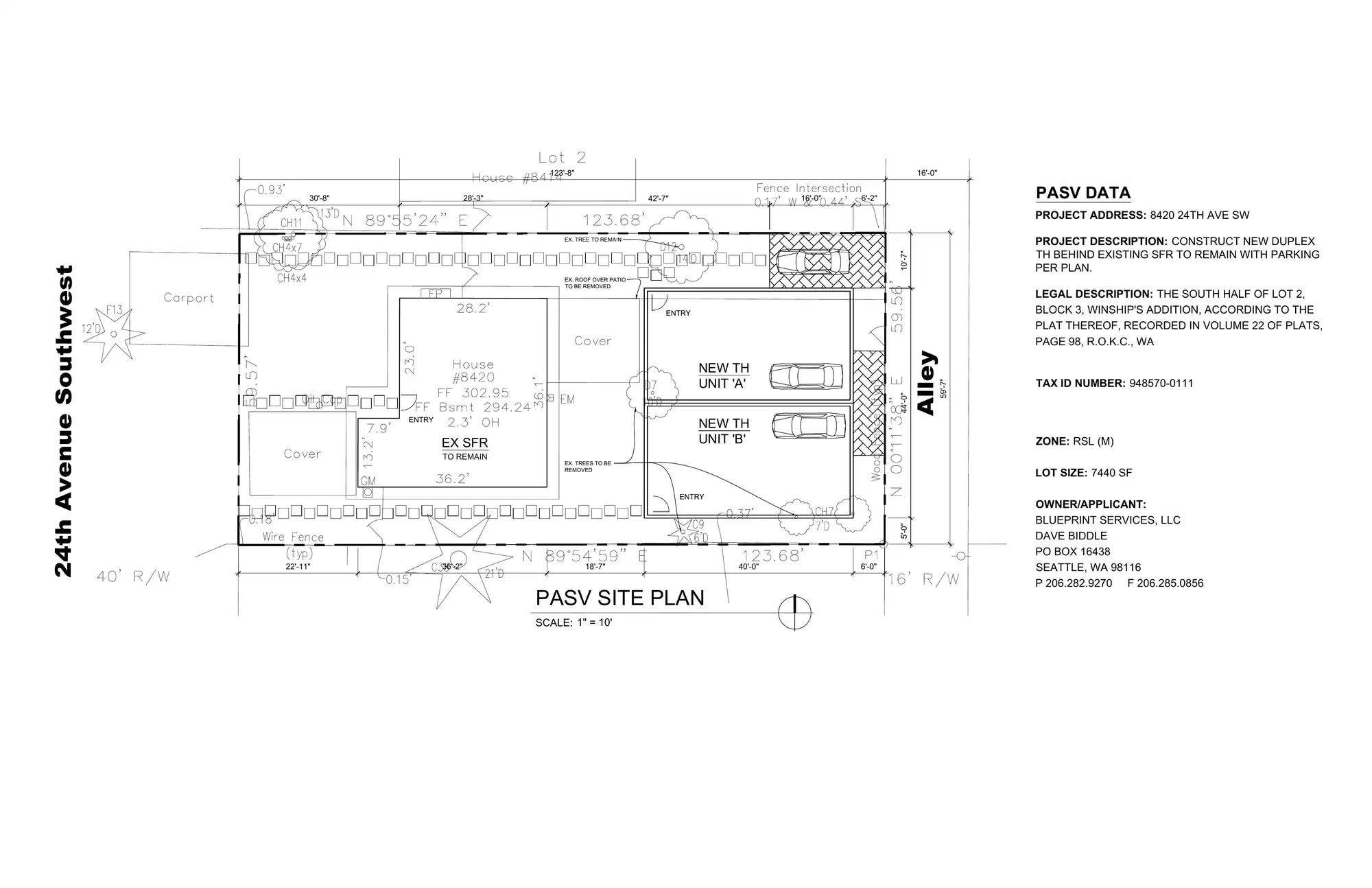 Site plan for 8422 24th Ave SW