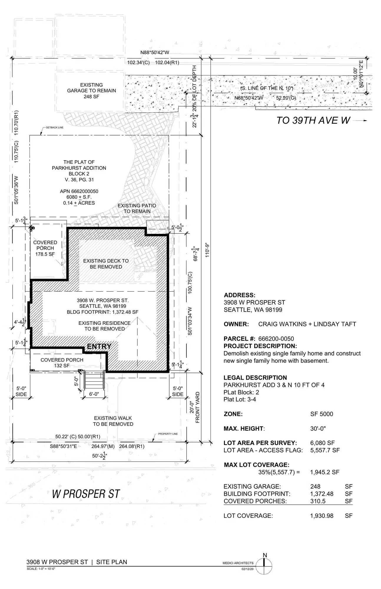 Site plan for 3908 W Prosper St