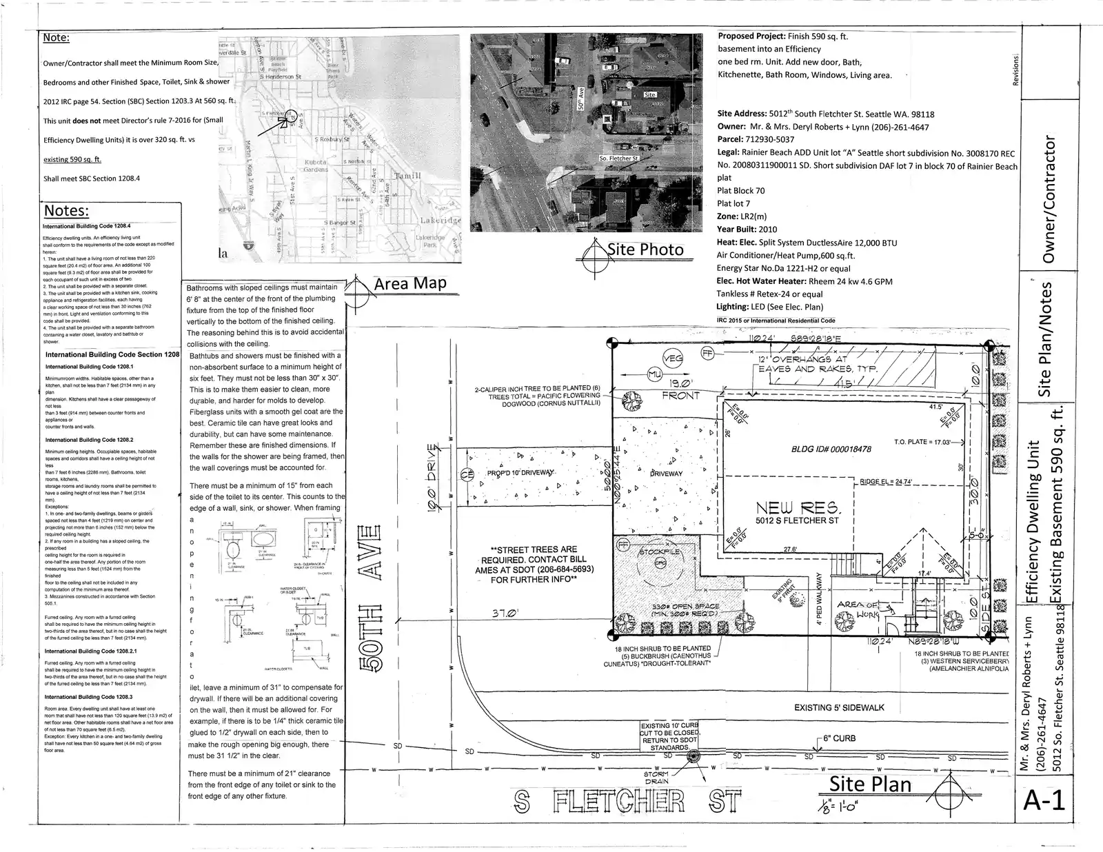 Site plan for 5012 S Fletcher St