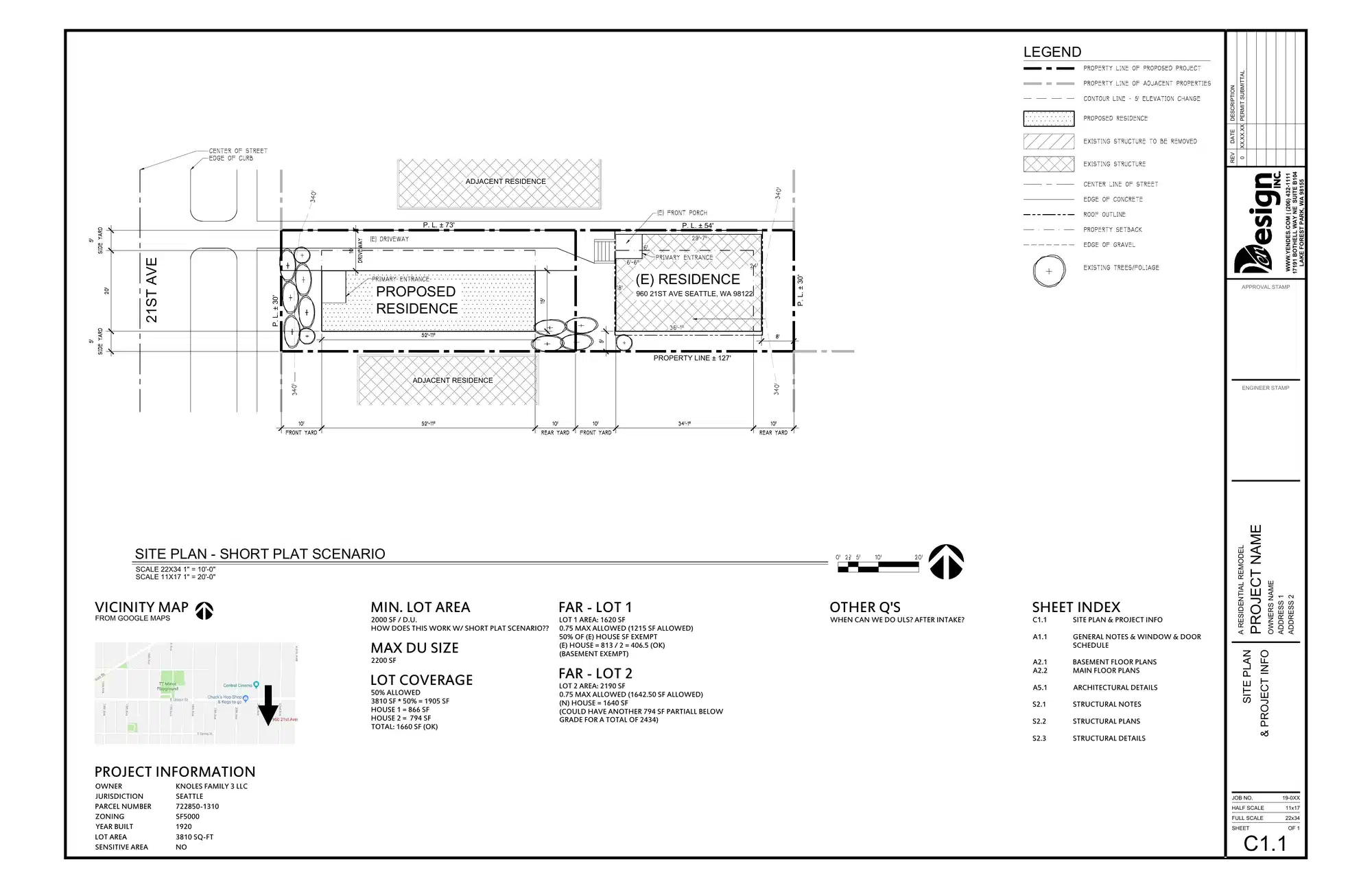 Site plan for 962 21st Ave