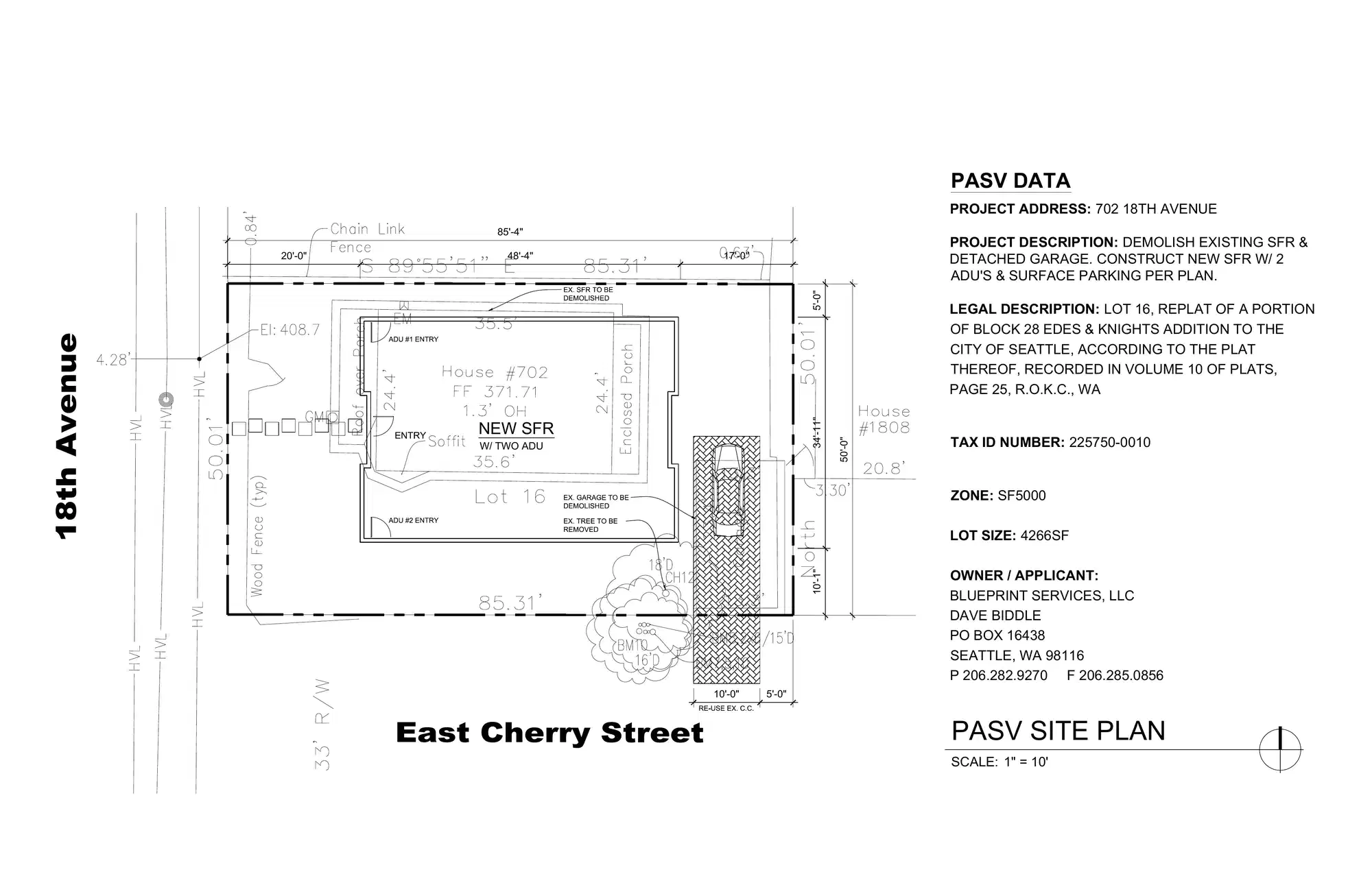 Site plan for 702 18th Ave