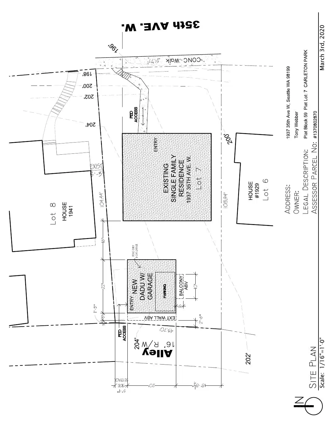 Site plan for 1937 35th Ave W