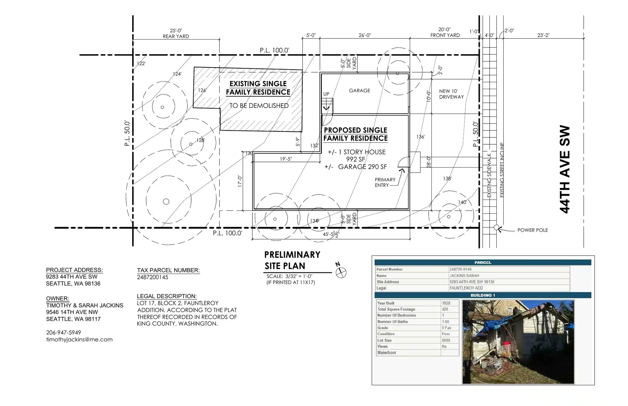 Site plan for 9283 44th Ave SW