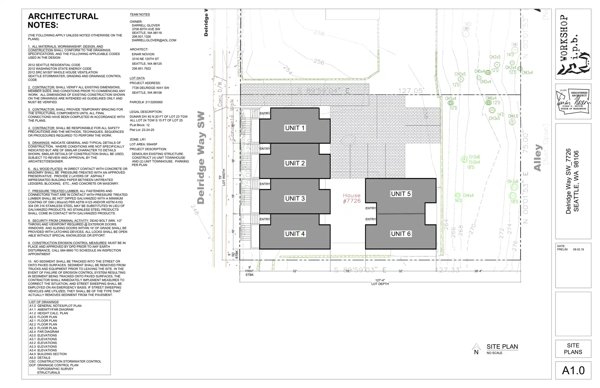 Site plan for 7726 Delridge Way SW