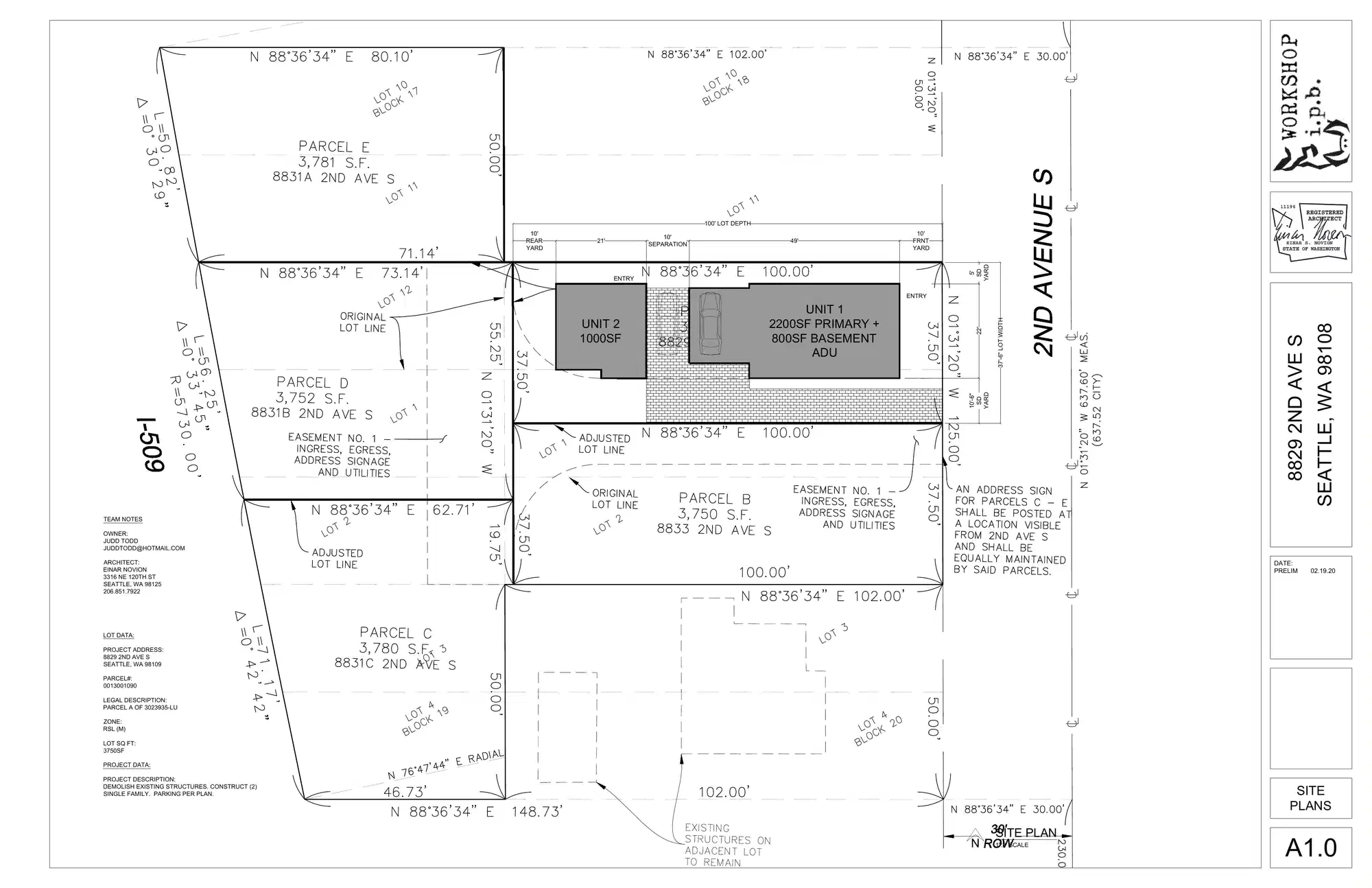 Site plan for 8829 A 2nd Ave S