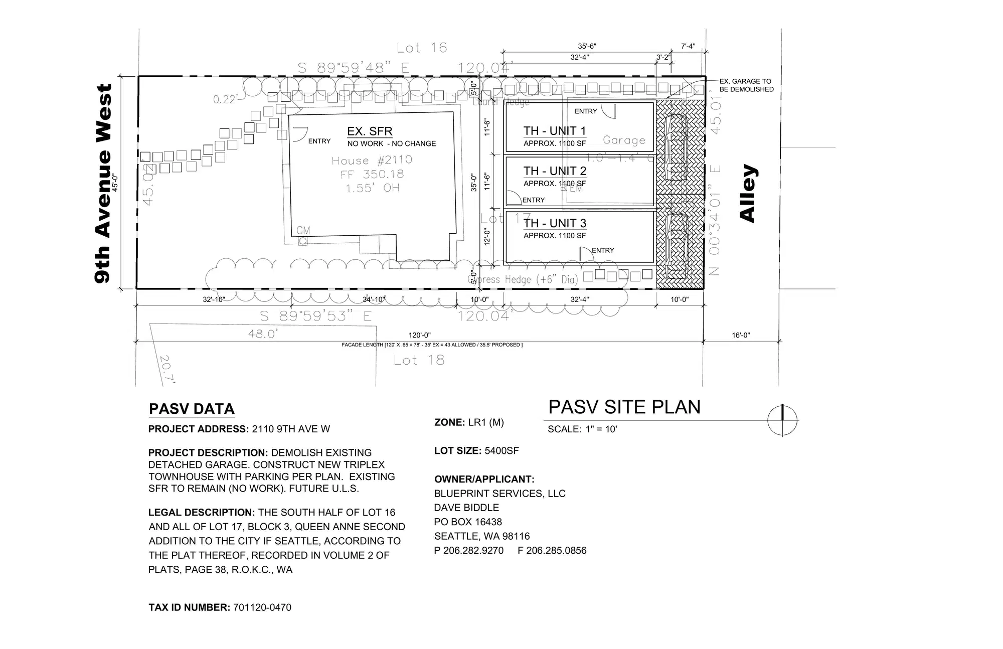 Site plan for 2112 9th Ave W