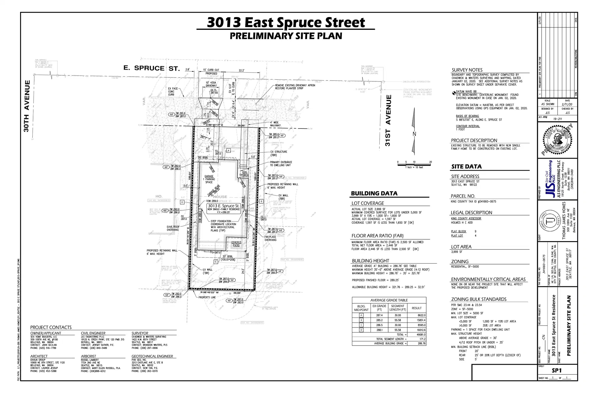 Site plan for 3013 E Spruce St
