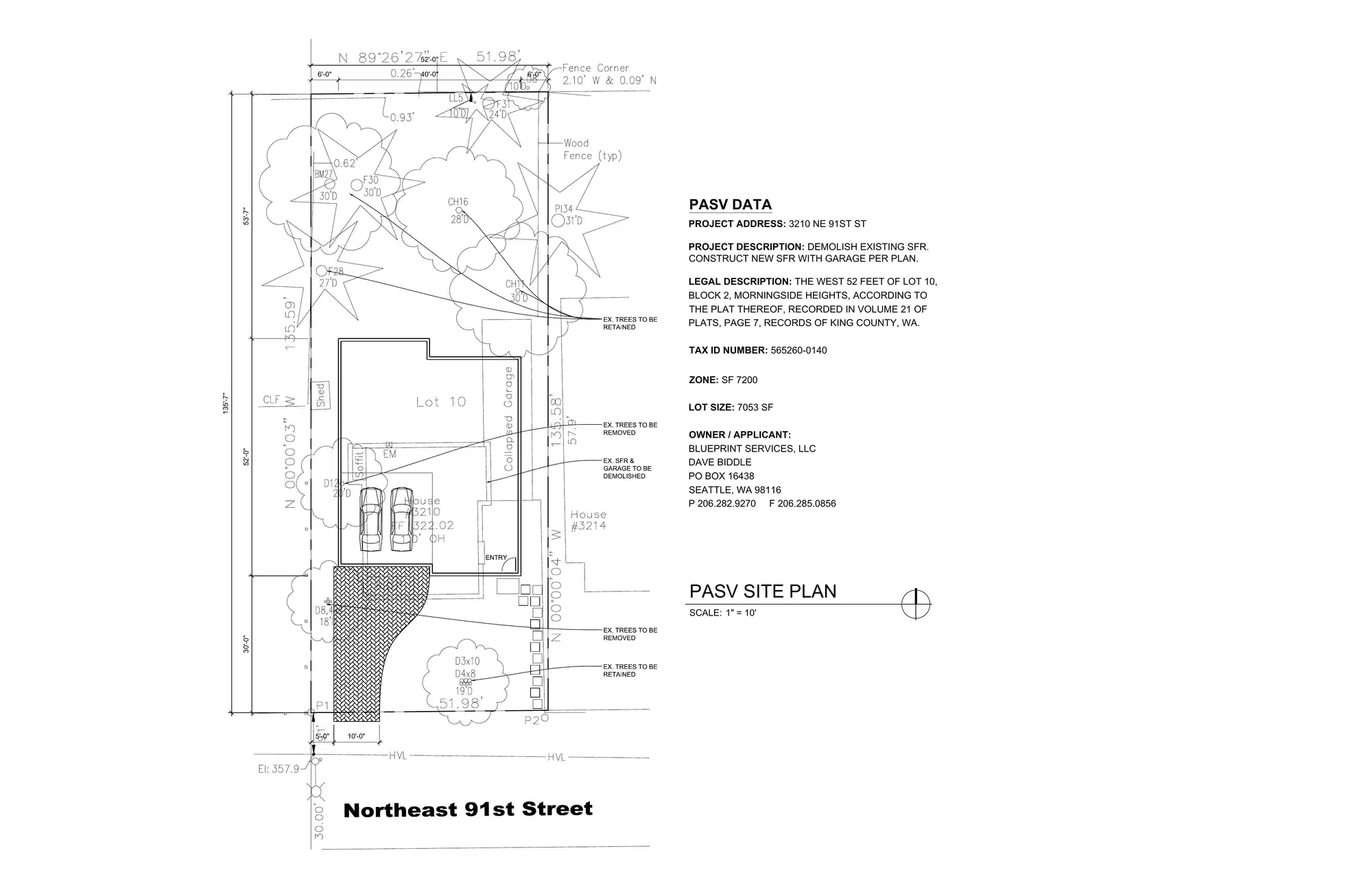 Site plan for 3210 NE 91st St