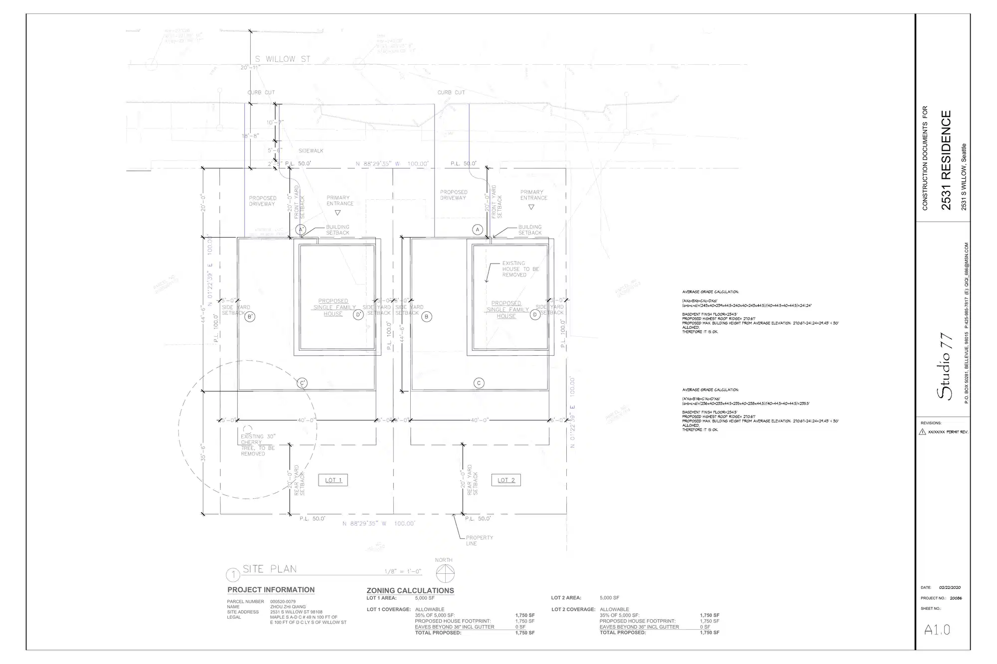 Site plan for 2535 S Willow St