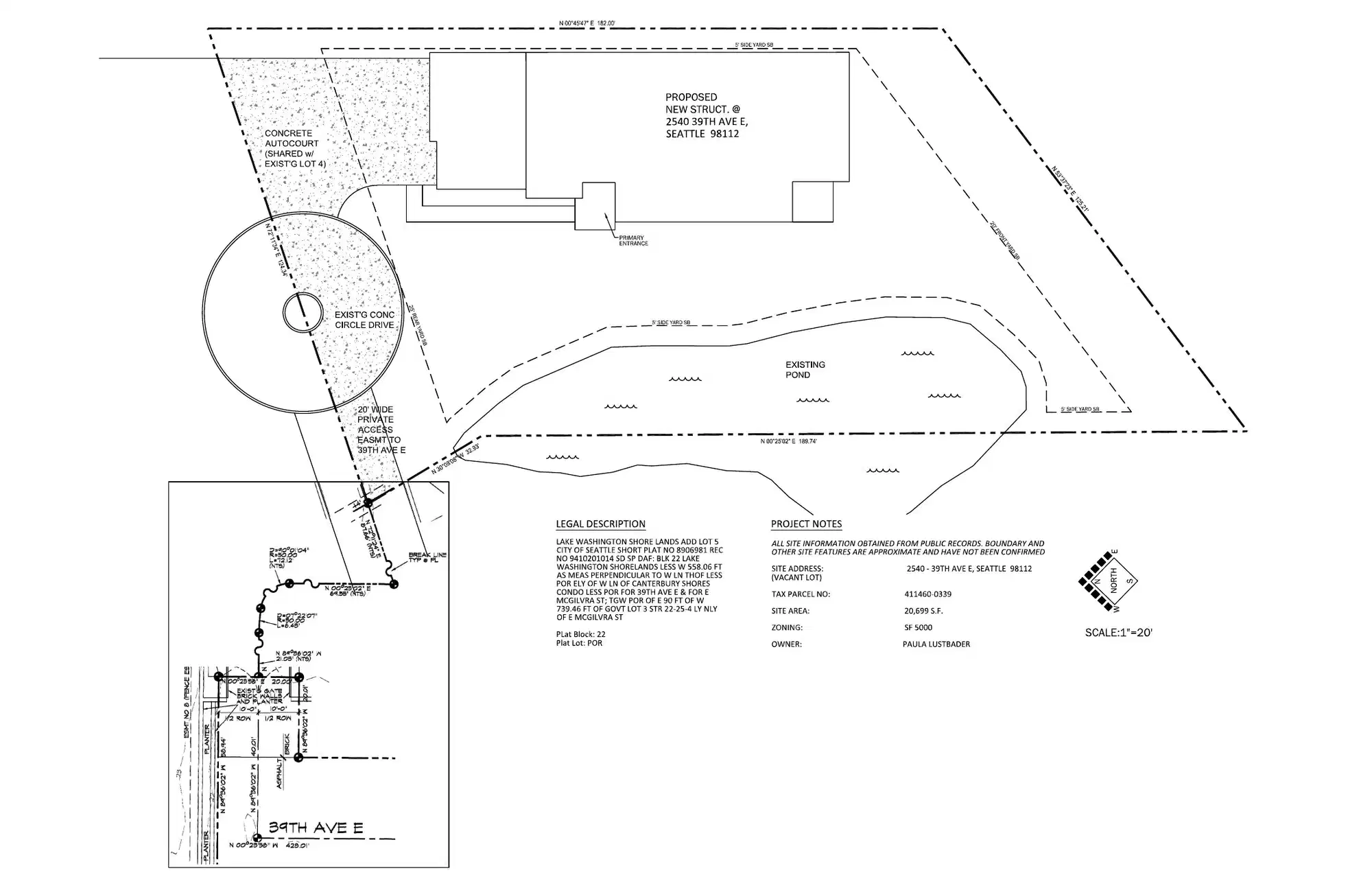 Site plan for 2540 39th Ave E