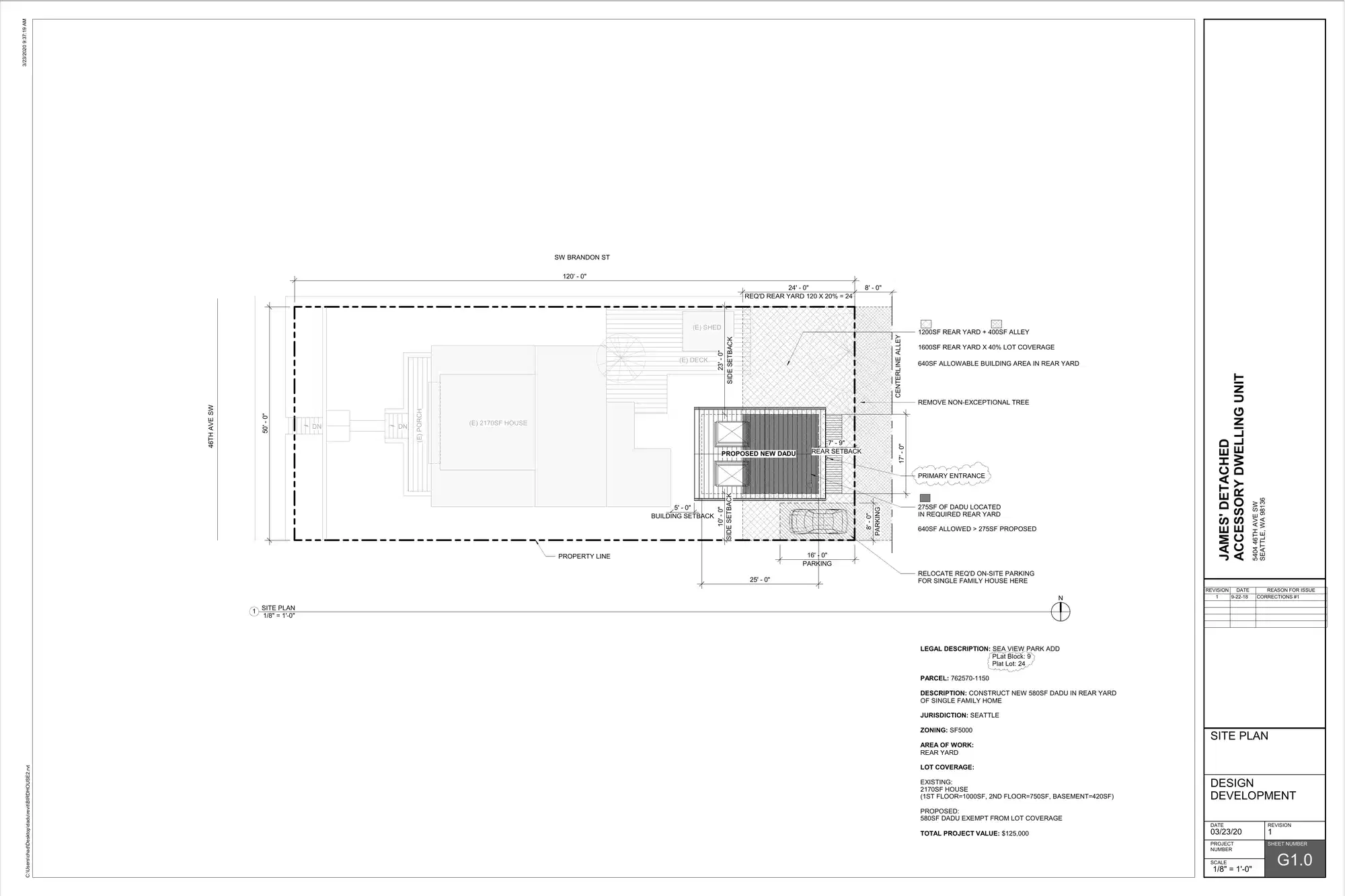 Site plan for 5404 46th Ave SW