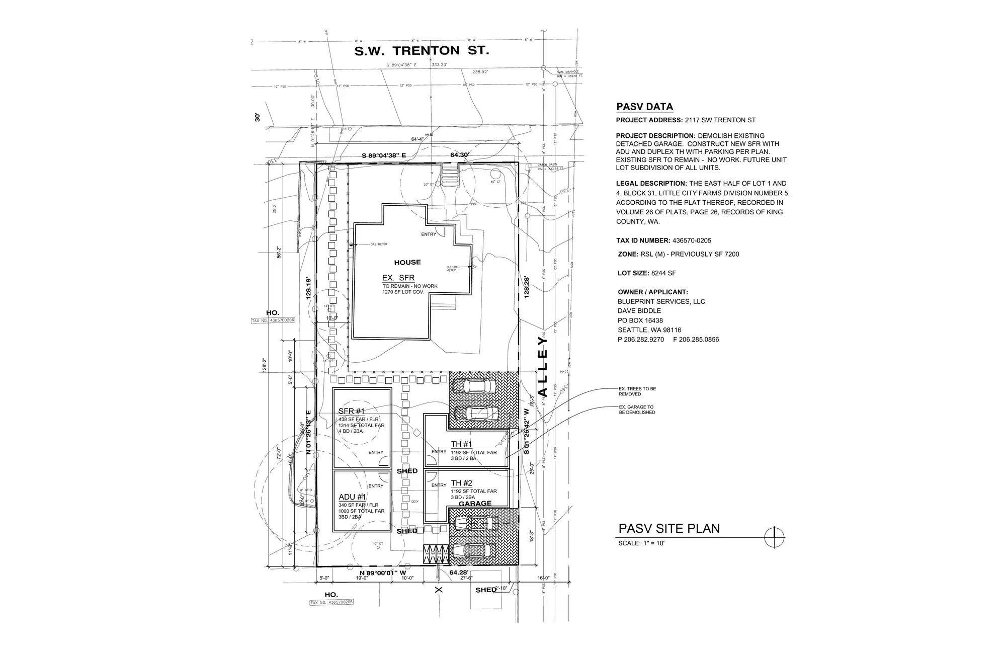 Site plan for 2121 SW Trenton St