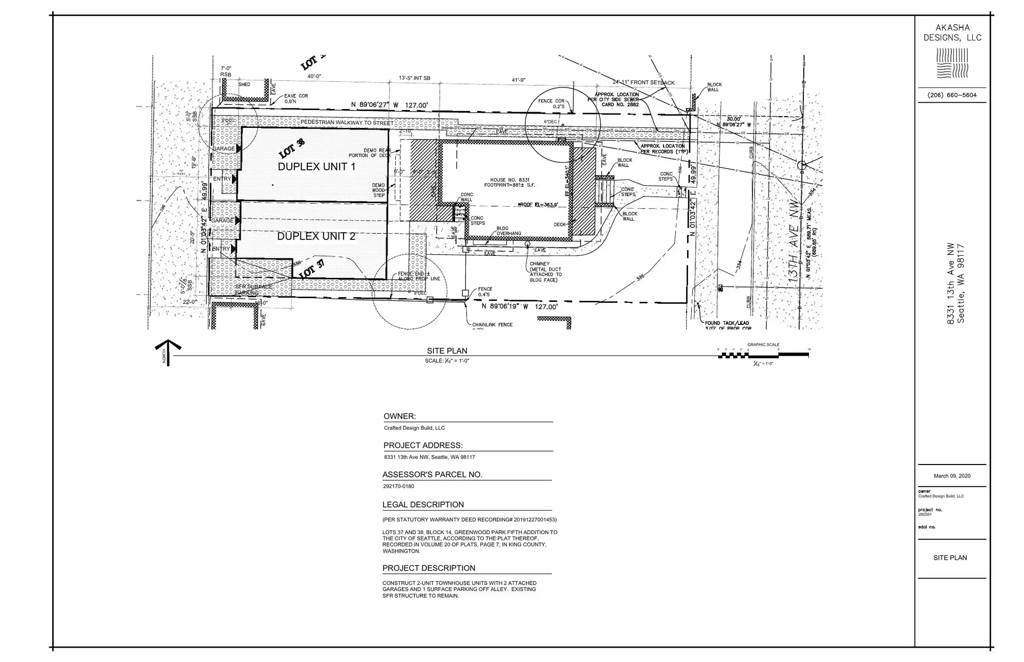 Site plan for 8333 13th Ave NW