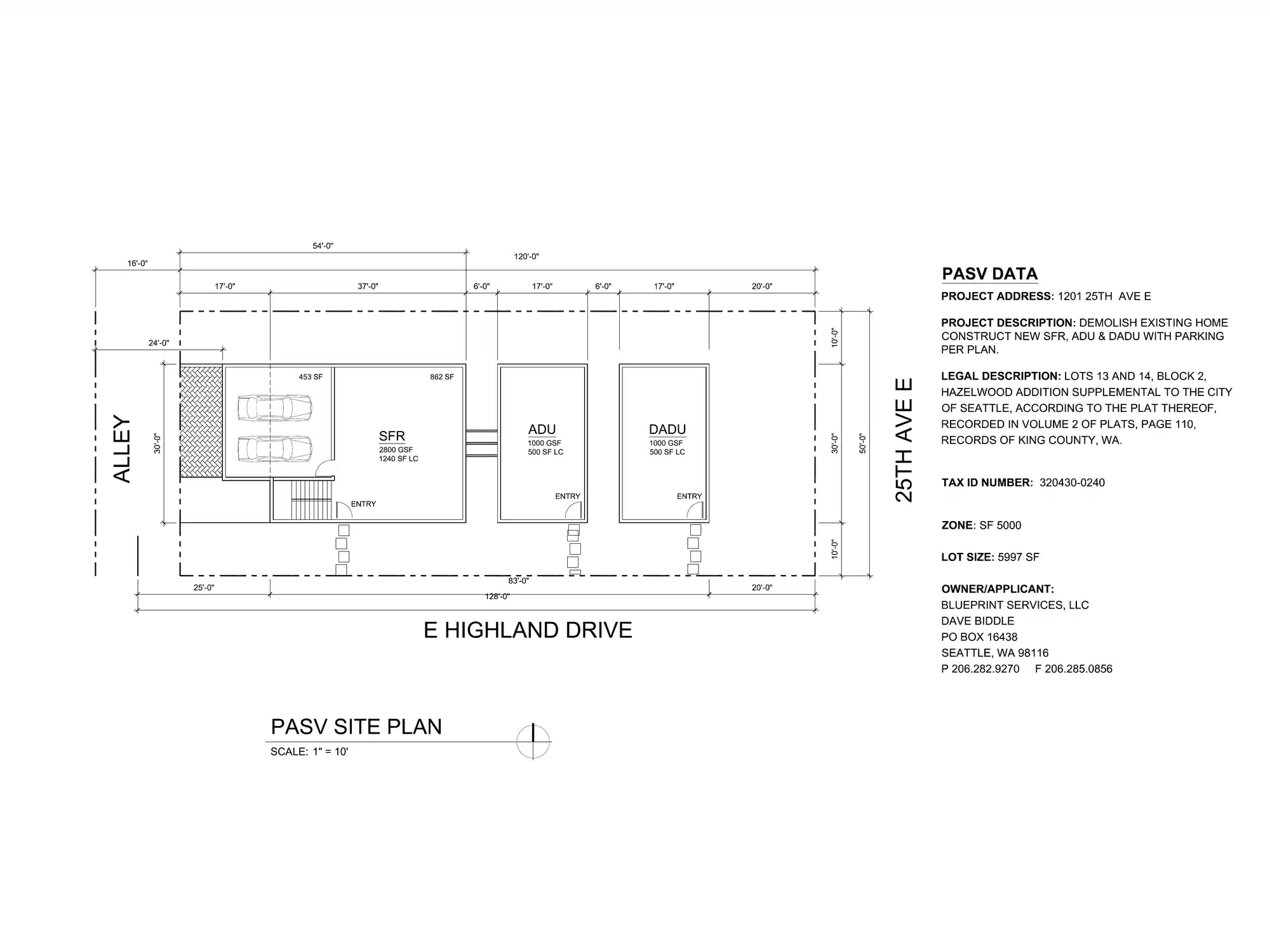 Site plan for 2420 E Highland Dr