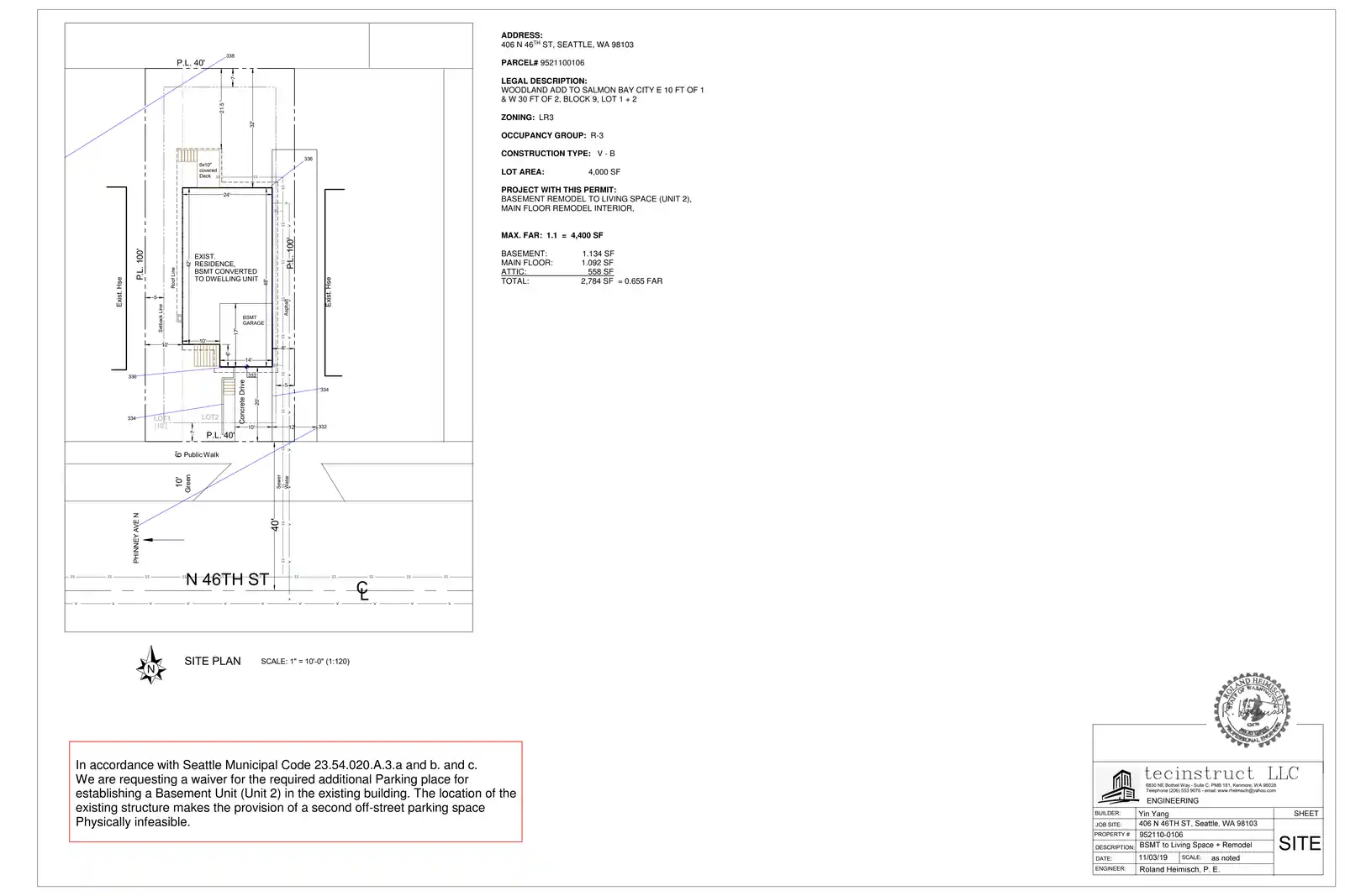 Site plan for 406 N 46th St